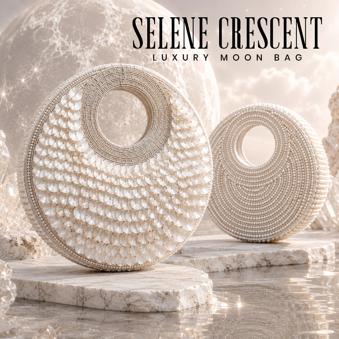 Selene Crescent Moon Bag | Platinum Pearl | Limited Edition Luxury By The Gifting Era - The Gifting Era