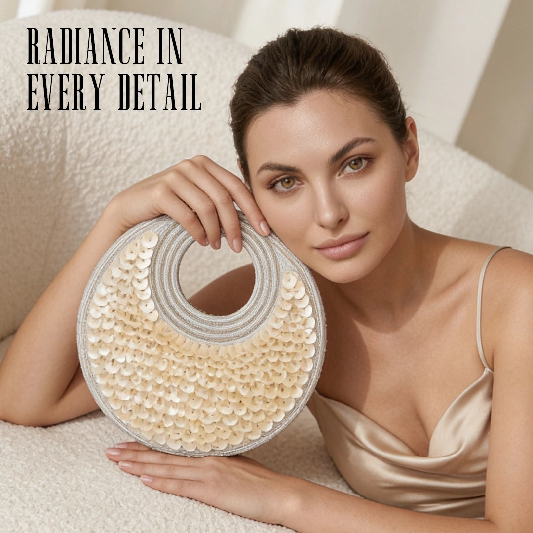Selene Crescent Moon Bag | Platinum Pearl | Limited Edition Luxury By The Gifting Era - The Gifting Era
