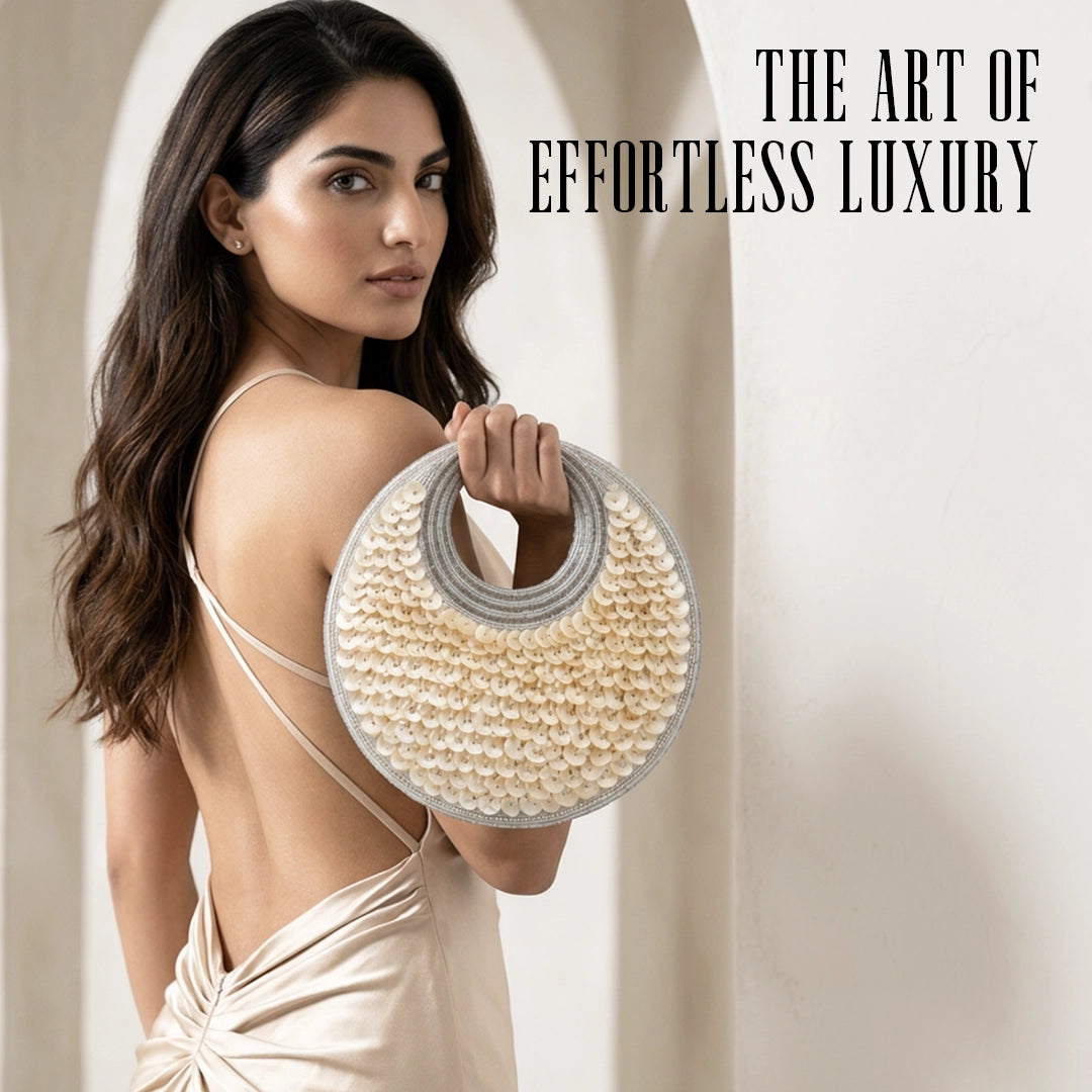 Selene Crescent Moon Bag | Platinum Pearl | Limited Edition Luxury By The Gifting Era - The Gifting Era