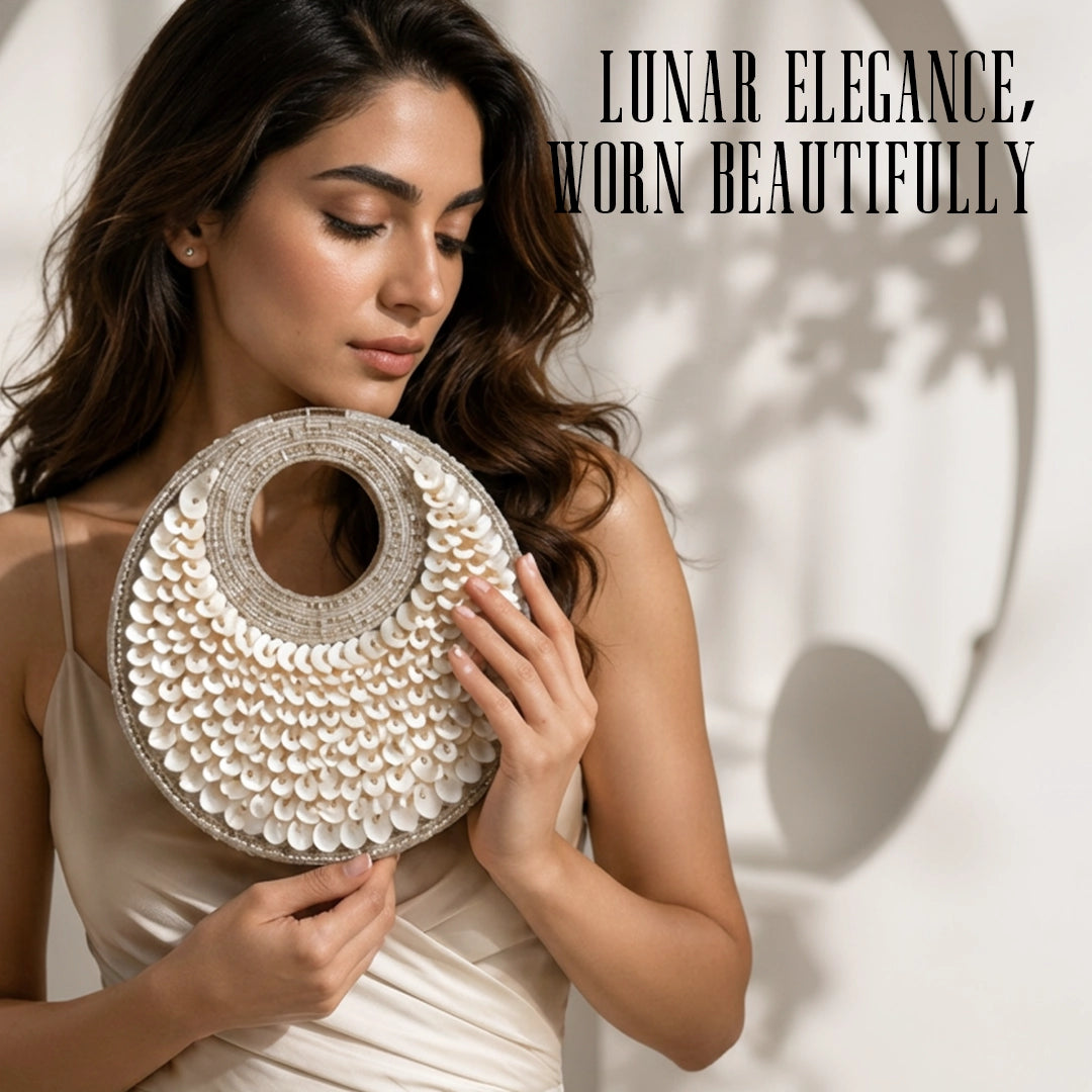 Selene Crescent Moon Bag | Platinum Pearl | Limited Edition Luxury By The Gifting Era - The Gifting Era