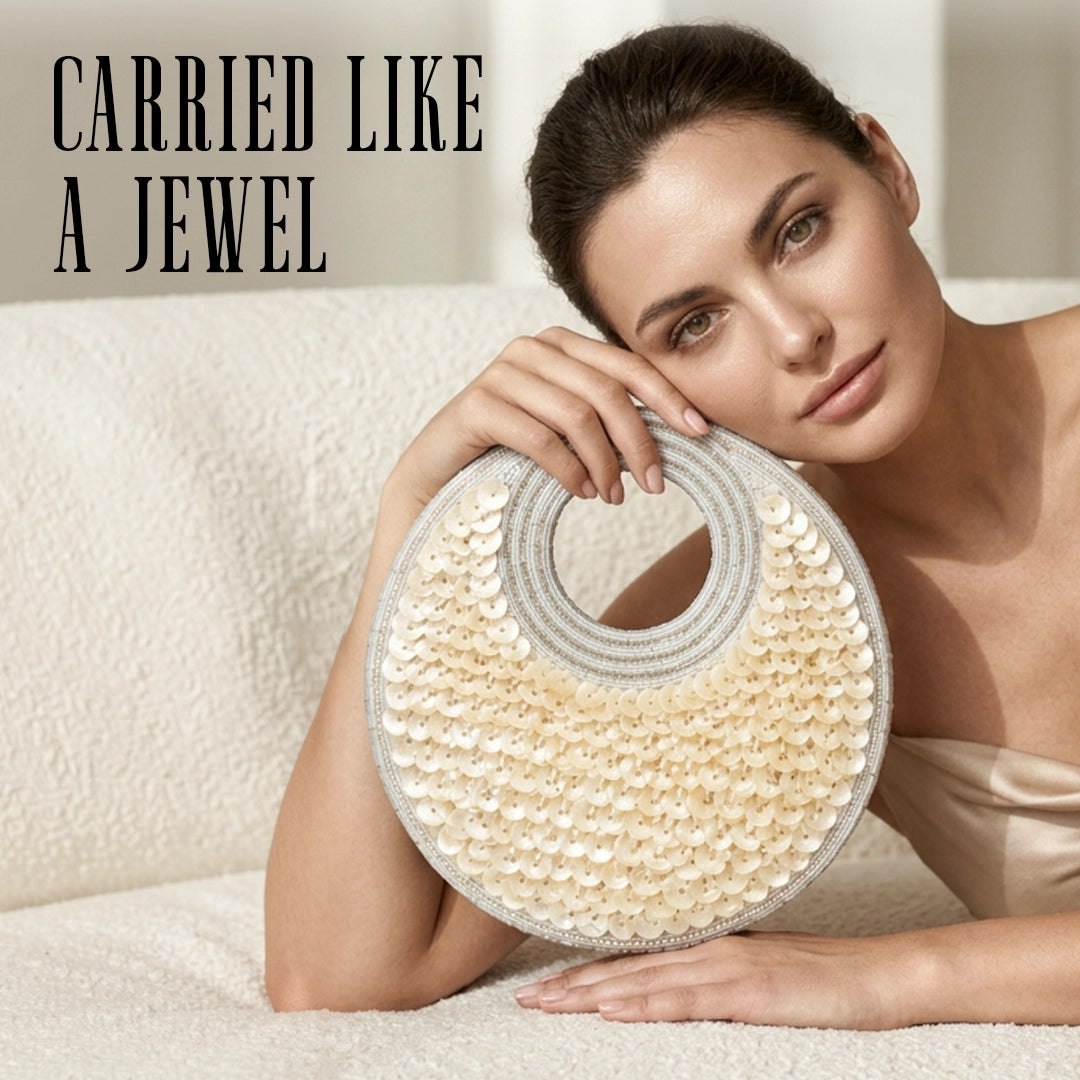 Selene Crescent Moon Bag | Platinum Pearl | Limited Edition Luxury By The Gifting Era - The Gifting Era
