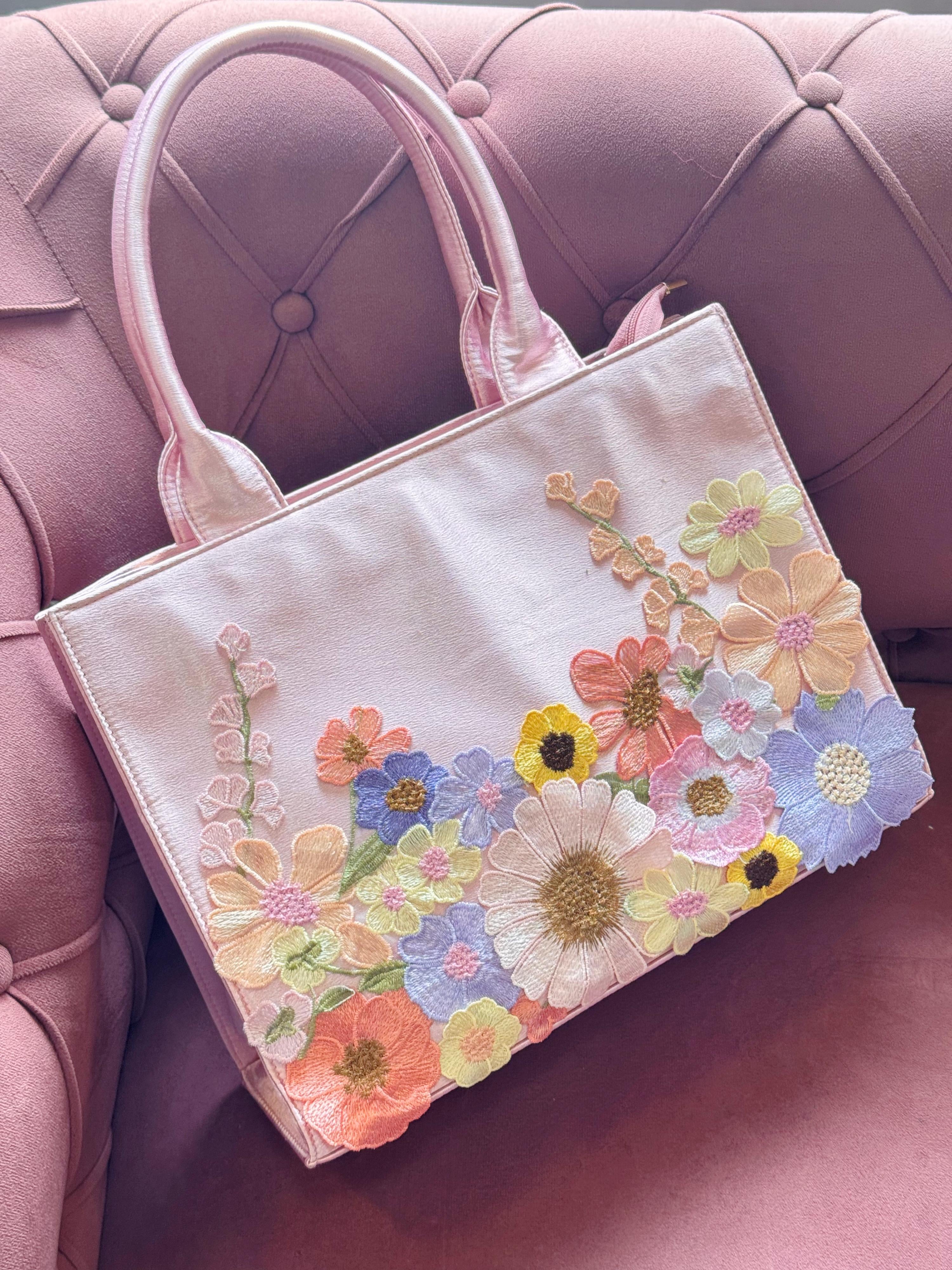 Personalised Premium Handcrafted Bloom Floral Satin Hand Bag - Limited Edition