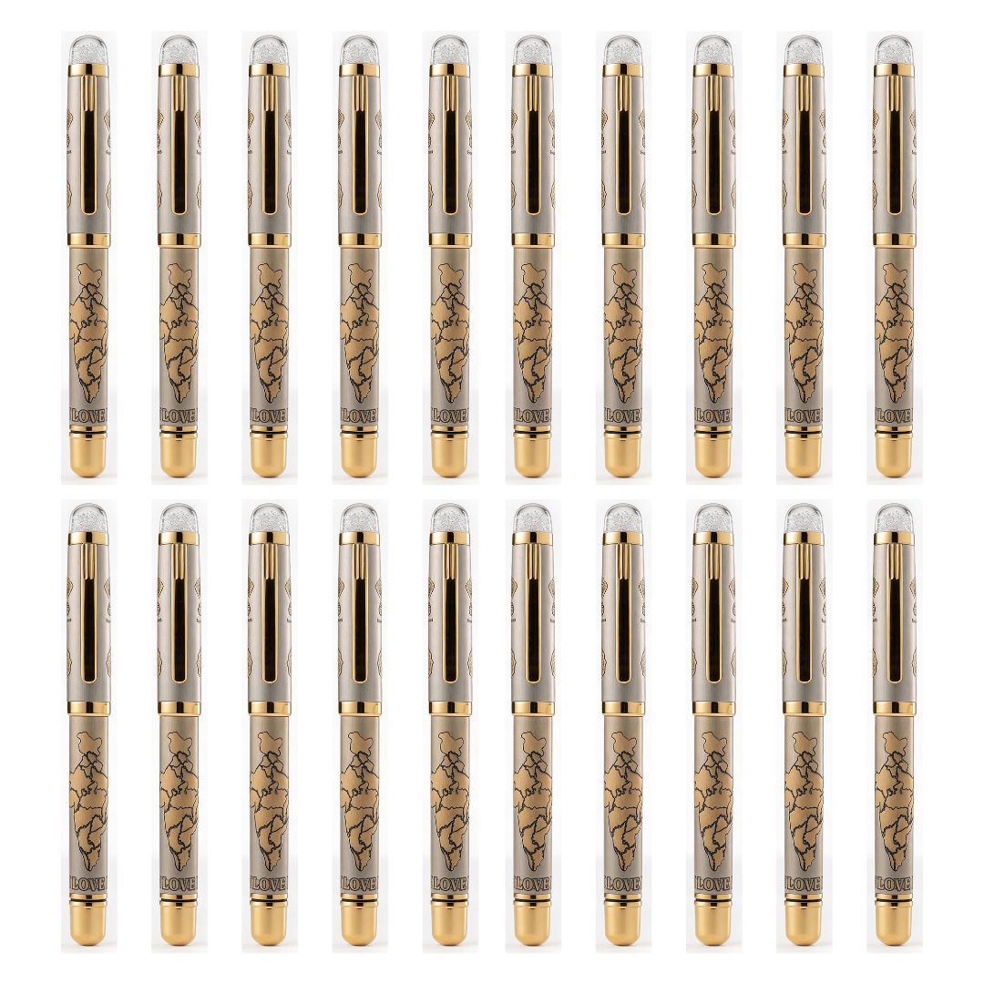 Satyamev Jayate X I love India Engraved Premium Metal Roller Pen With Crystals on Top - The Gifting Era