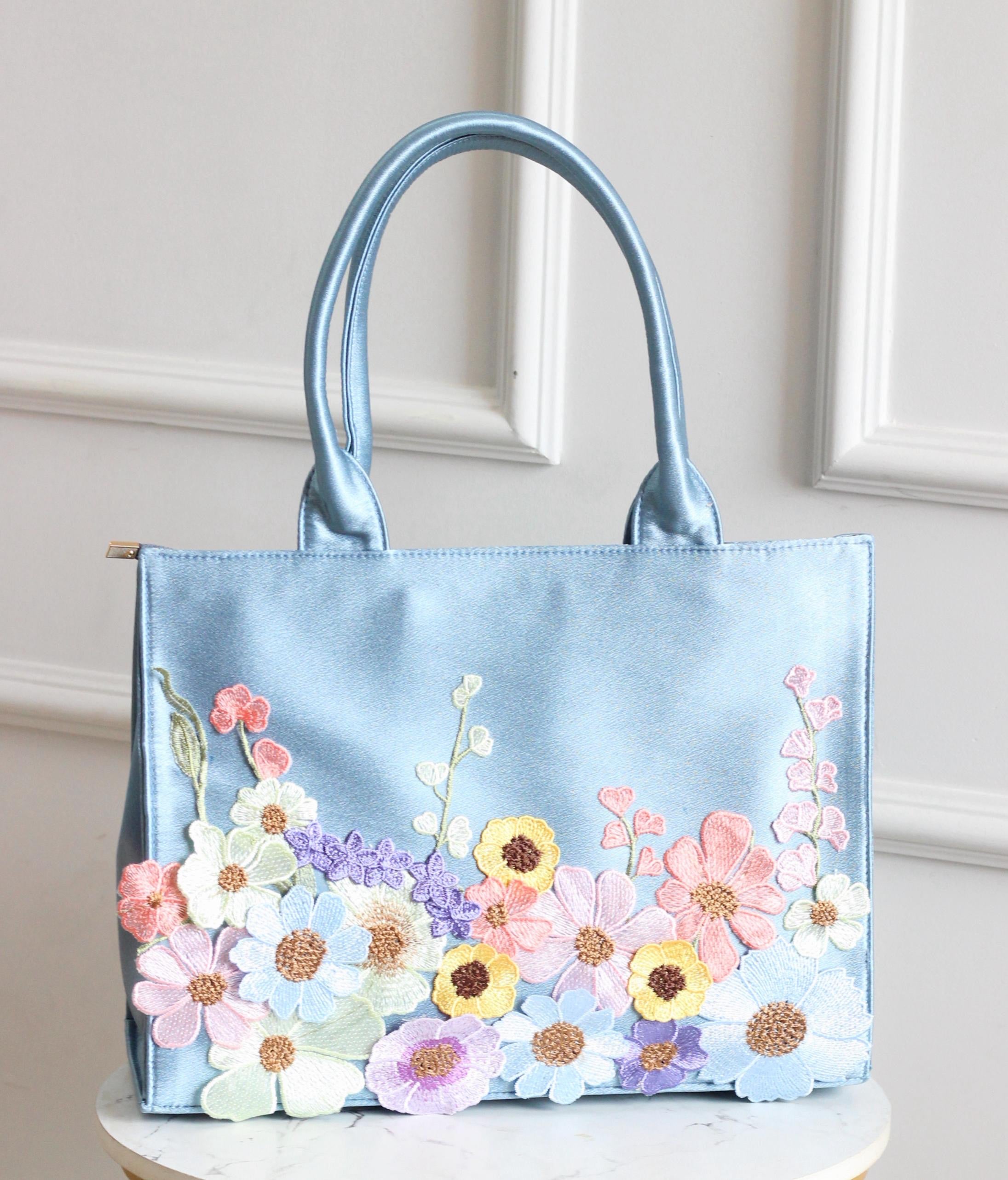 Personalised Premium Handcrafted Bloom Floral Satin Hand Bag - Limited Edition
