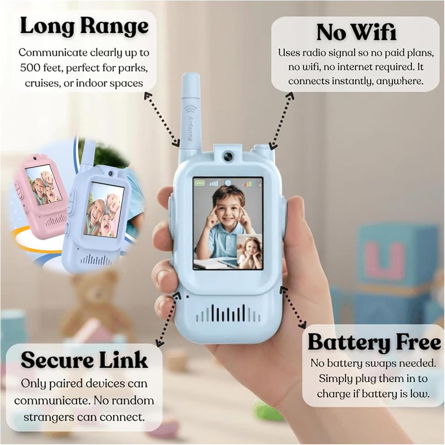 Kids Smart Video Walkie Talkie - HD Camera, Voice Changer, & Screen Display - The Gifting Era