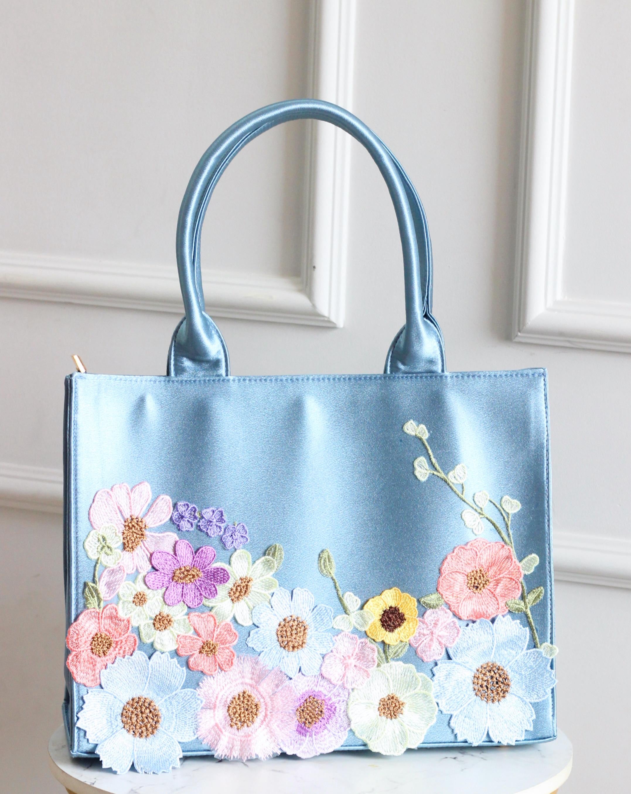 Personalised Premium Handcrafted Bloom Floral Satin Hand Bag - Limited Edition