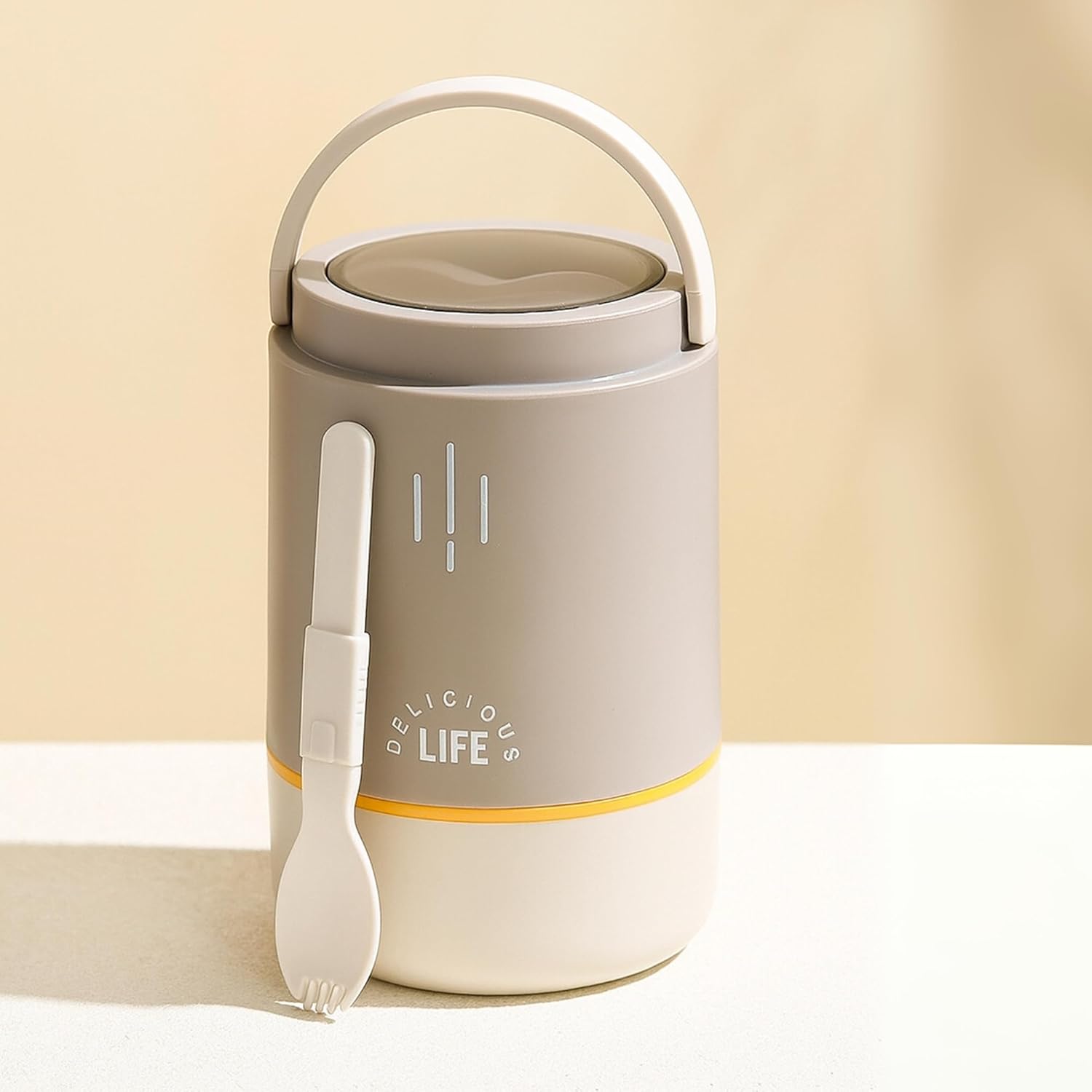 Personalised 3 Tier Vacuum Insulated Hot & Cold Jumbo Lunch Box with Foldable Spoon - 900 ML