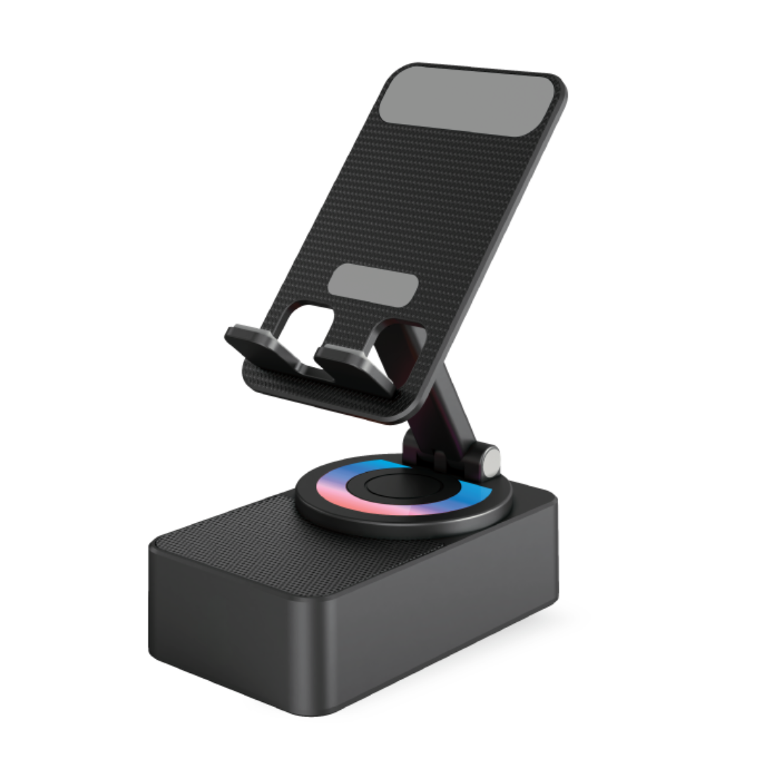 Premium 360° Smart Rotating Mobile Stand with 1500 mAH Wireless Bluetooth Speaker & Ambient RGB Led Light