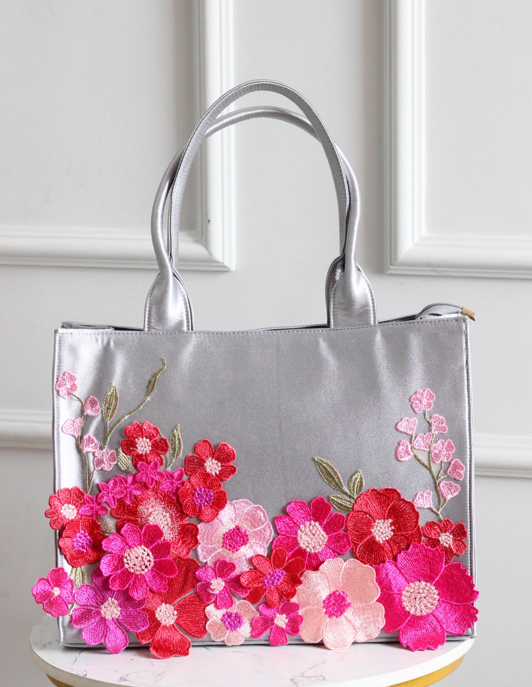 Personalised Premium Handcrafted Bloom Floral Satin Hand Bag - Limited Edition