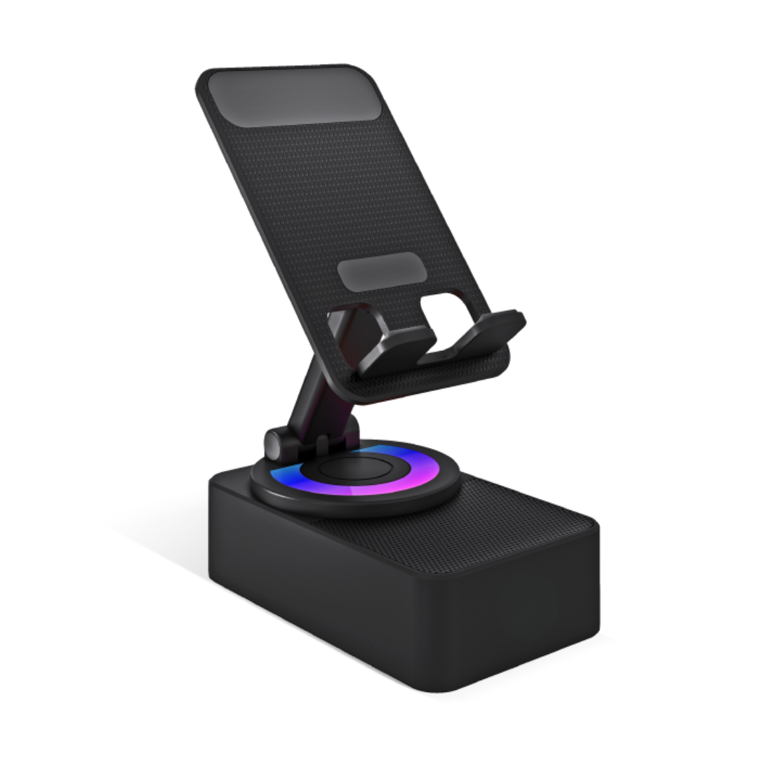 Premium 360° Smart Rotating Mobile Stand with 1500 mAH Wireless Bluetooth Speaker & Ambient RGB Led Light