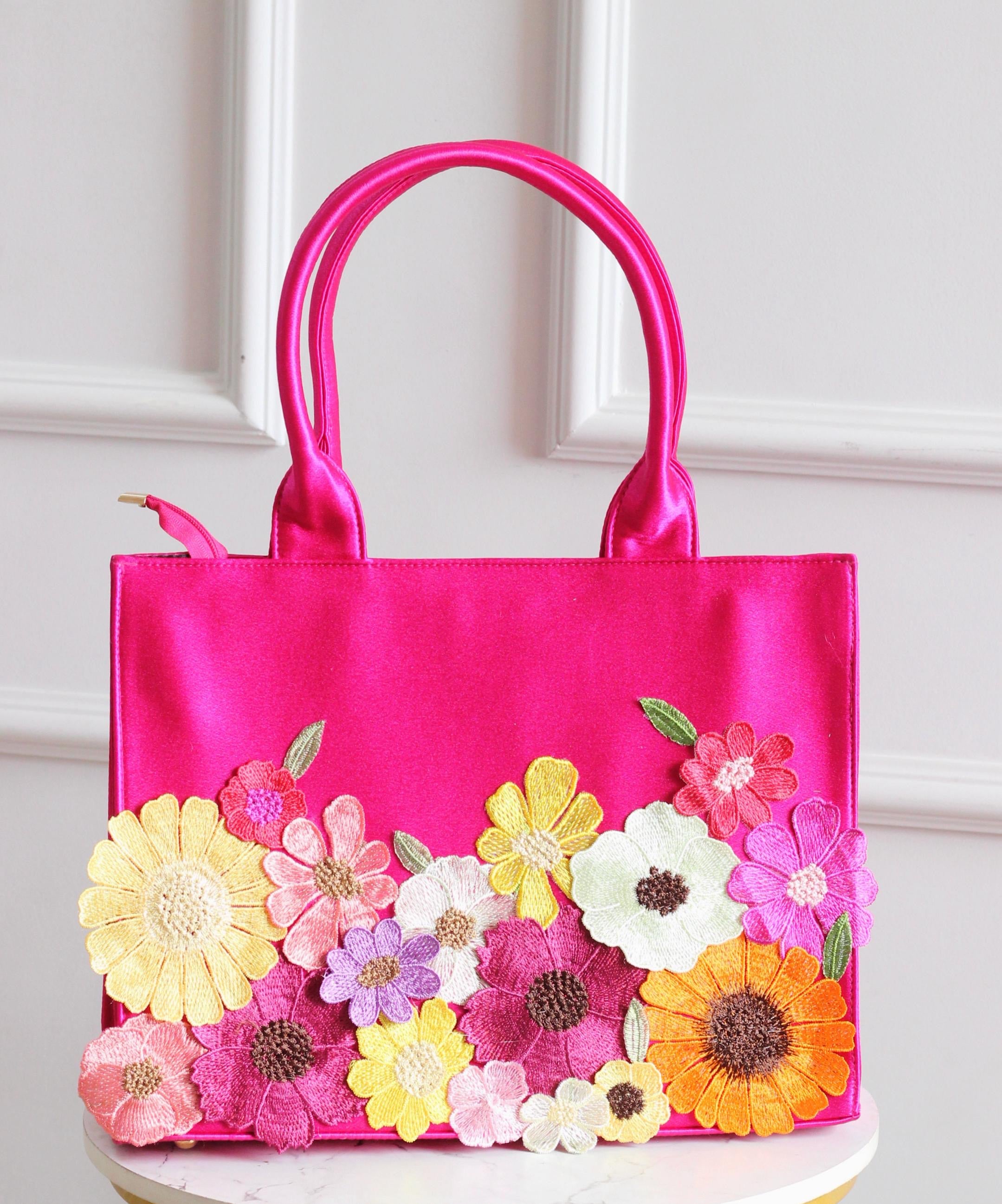 Personalised Premium Handcrafted Bloom Floral Satin Hand Bag - Limited Edition
