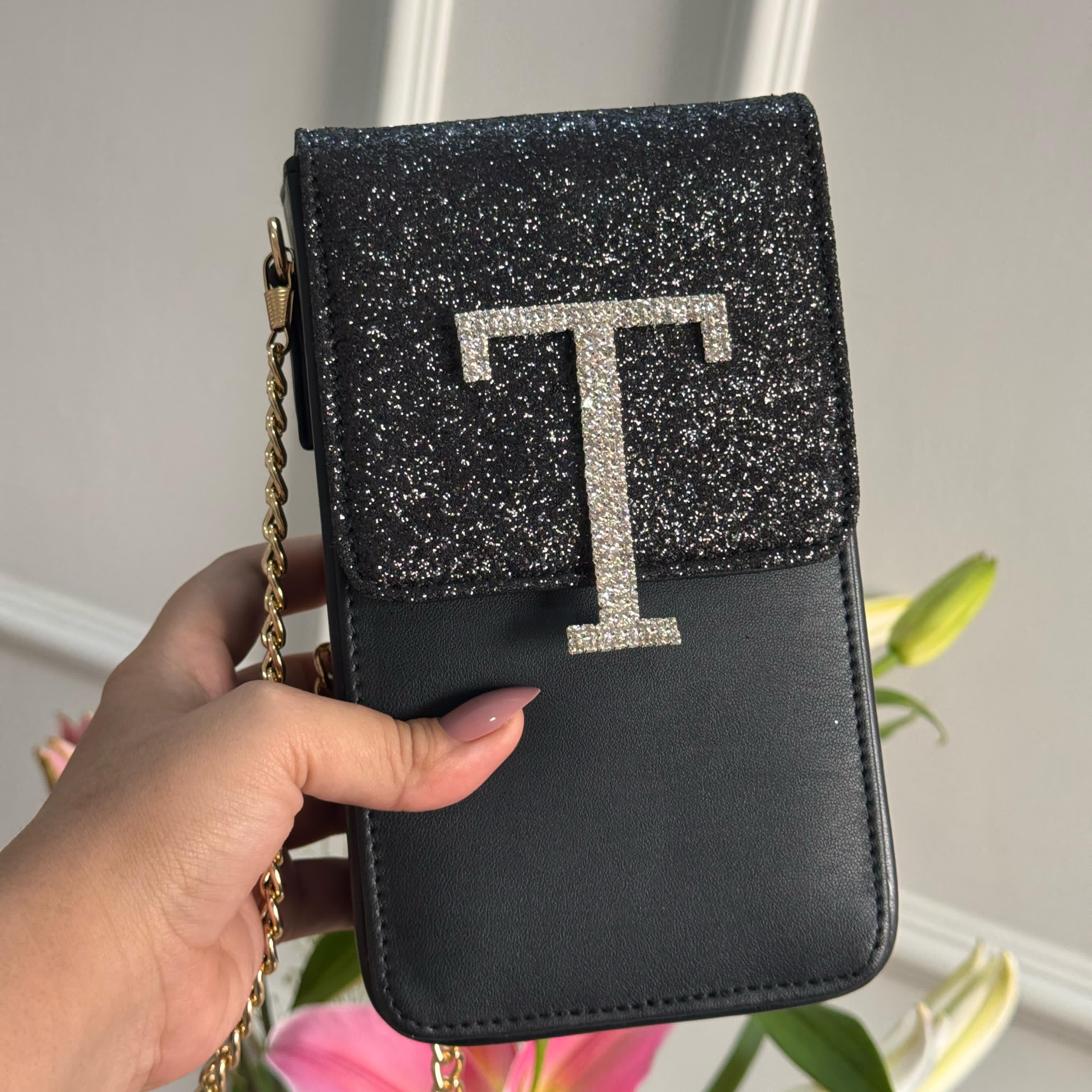 Personalised Premium Glitter Luxe Monogram Initial Crossbody Sling Bag