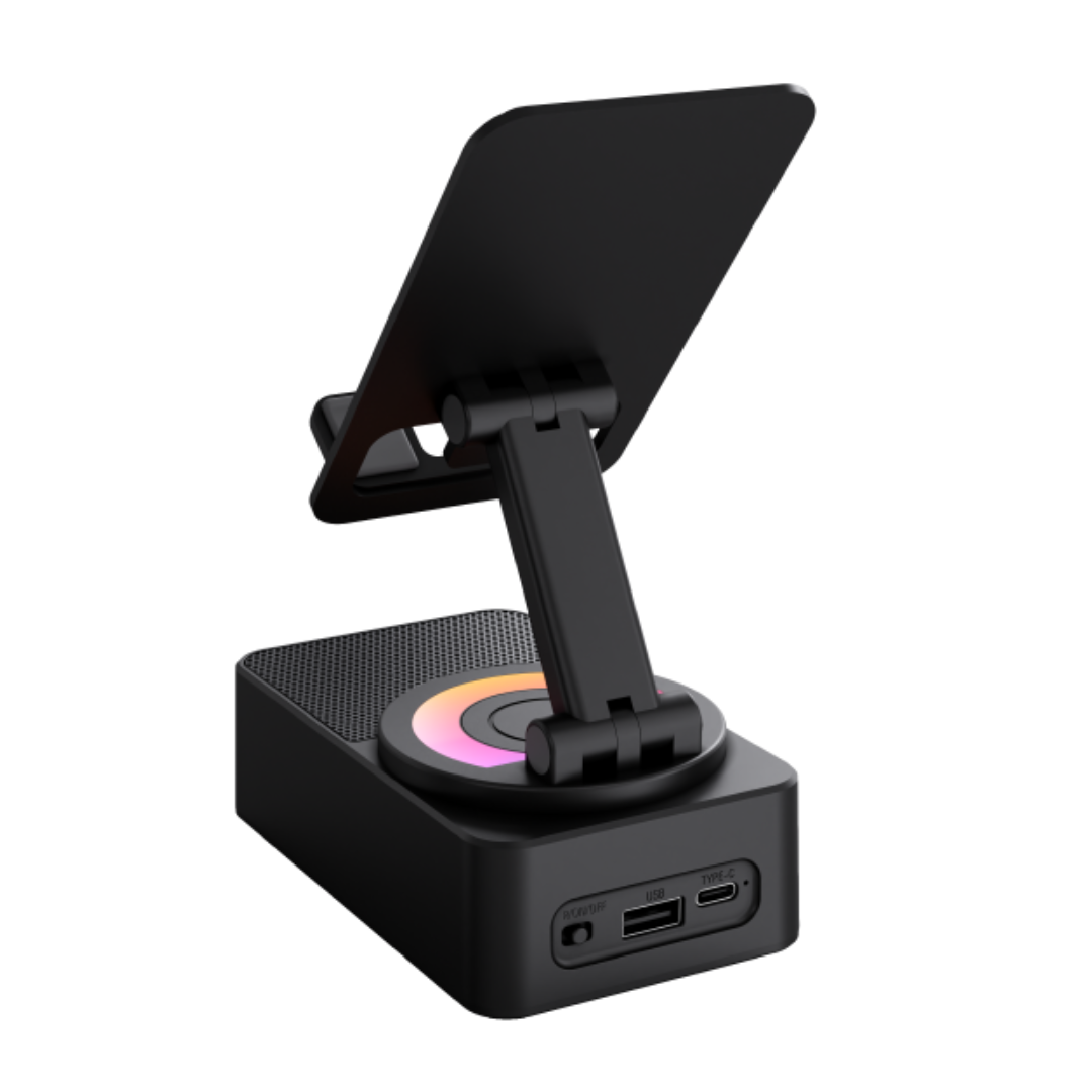 Premium 360° Smart Rotating Mobile Stand with 1500 mAH Wireless Bluetooth Speaker & Ambient RGB Led Light