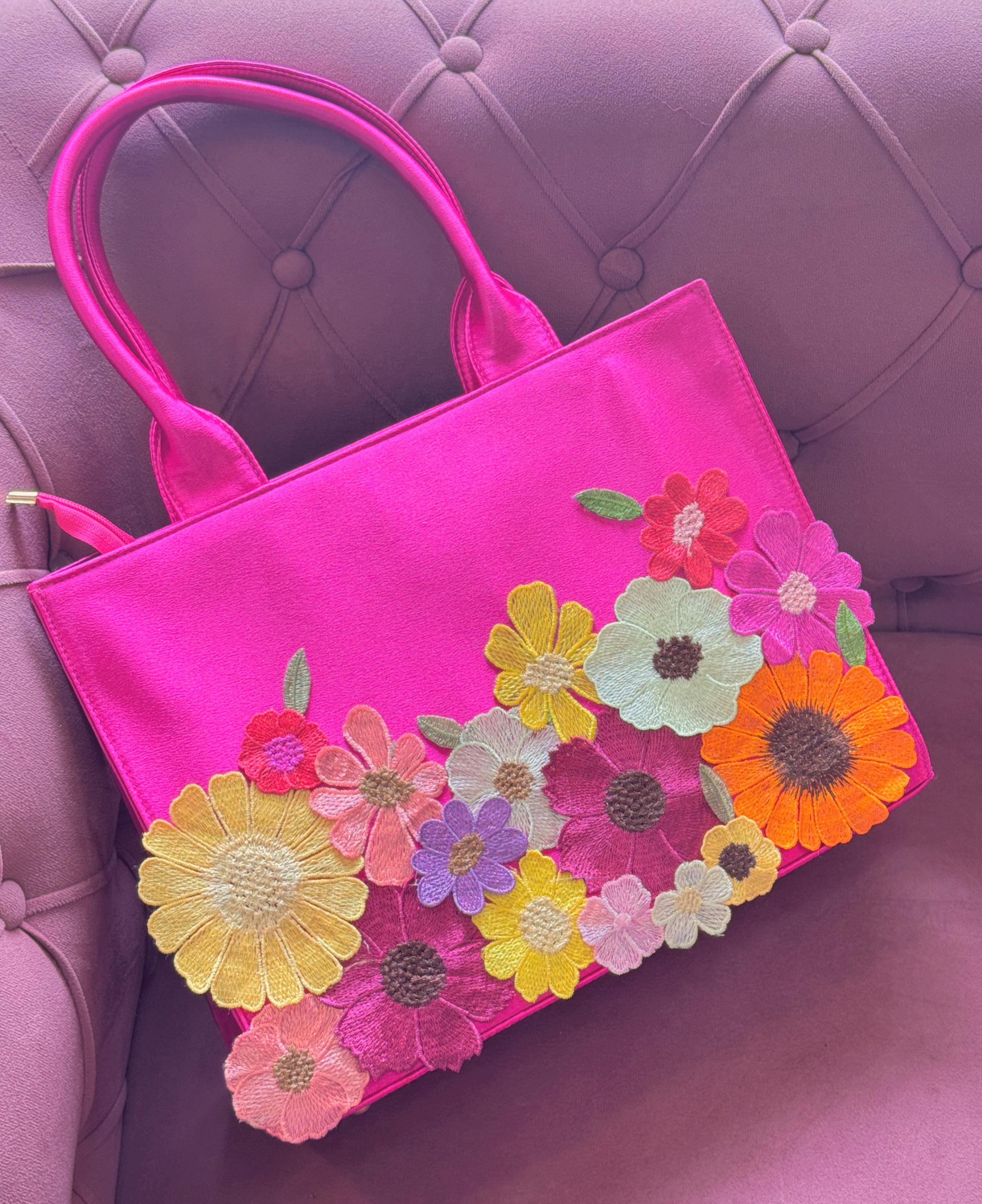 Personalised Premium Handcrafted Bloom Floral Satin Hand Bag - Limited Edition