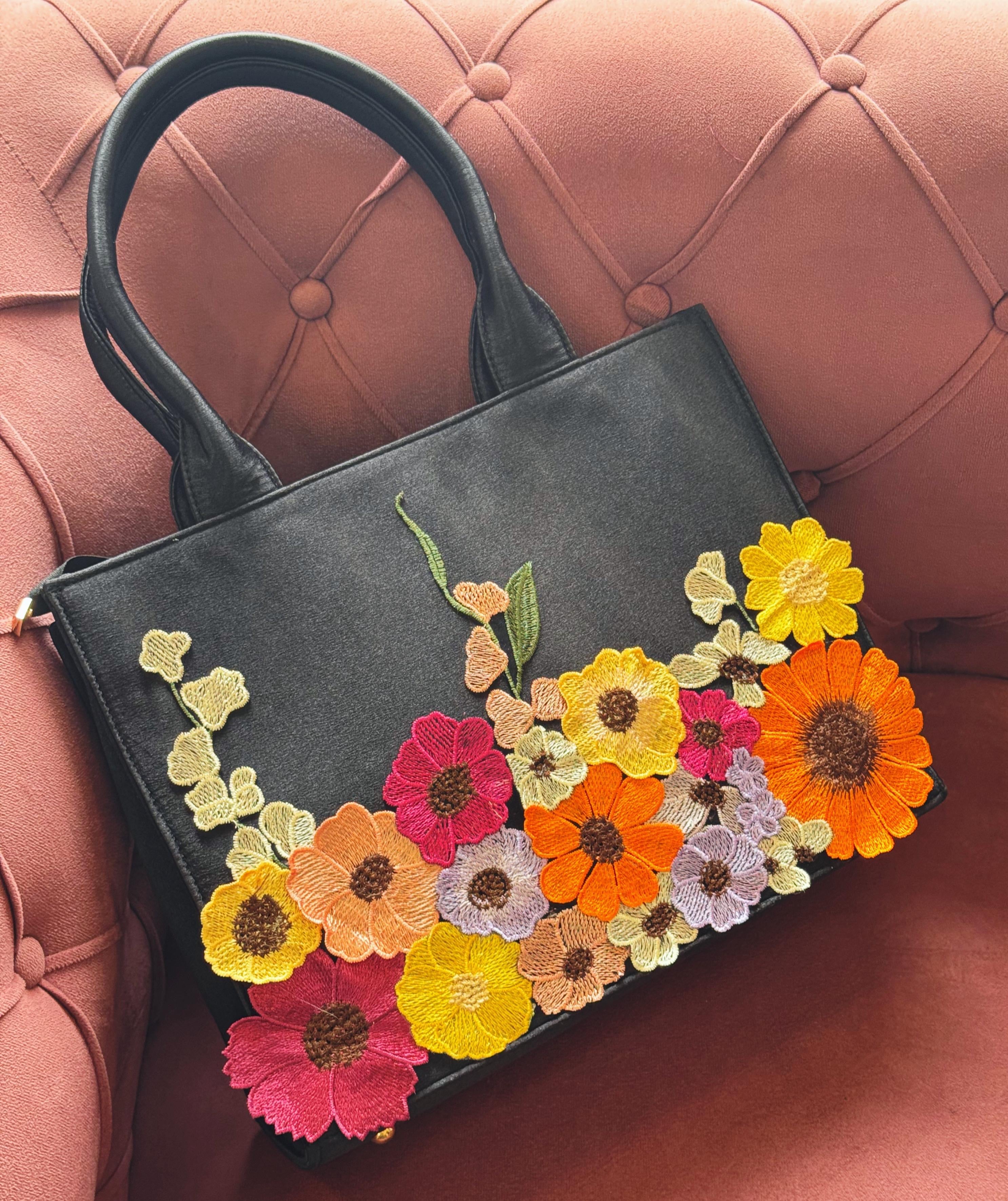 Personalised Premium Handcrafted Bloom Floral Satin Hand Bag - Limited Edition