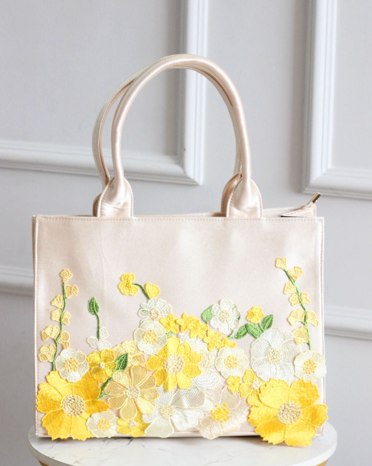 Personalised Premium Handcrafted Bloom Floral Satin Hand Bag - Limited Edition