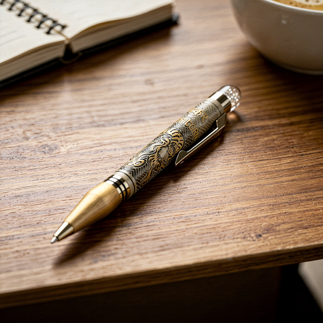 Personalised Capricorn / मकर Zodiac Engraved Premium Metal Twist Ball Pen with Crystal Top - The Gifting Era