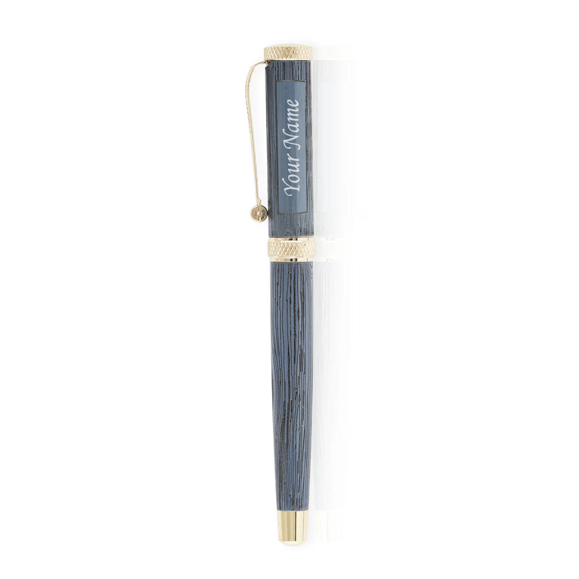 Woodwright Limited Edition Wooden Textured Metallic Fountain Pen - Imperial Blue Gold - The Gifting Era