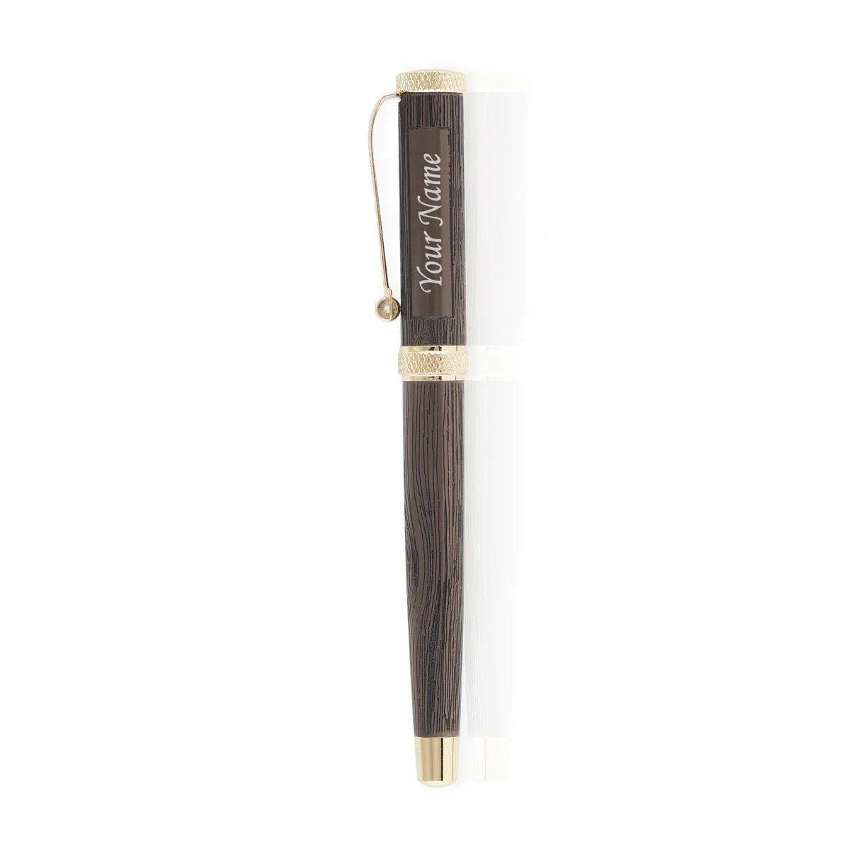 Woodwright Limited Edition Wooden Textured Metallic Fountain Pen - Chocolate Brown Gold - The Gifting Era