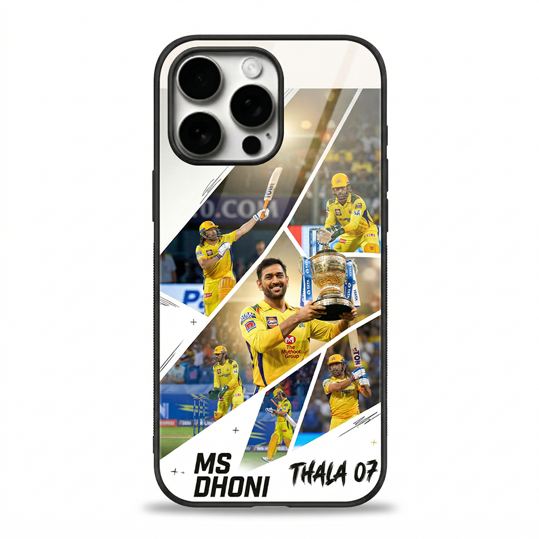 MS Dhoni Thala 07 Moments Collage - IPL Edition Metallic Glossy Finish TPU 360° Protection Phone Case - The Gifting Era