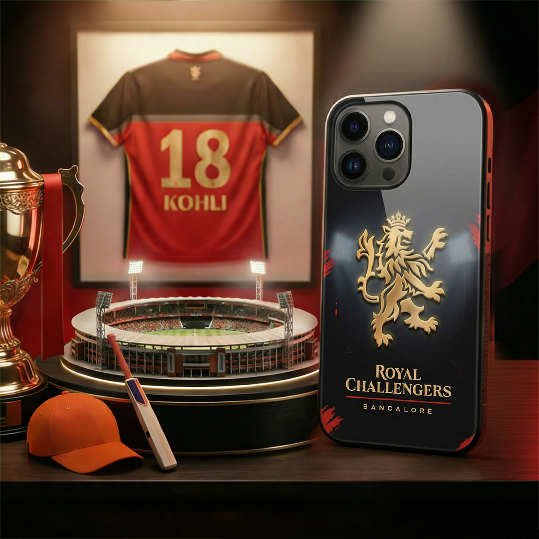RCB Golden Lion Black Edition - IPL Edition Metallic Glossy Finish TPU 360° Protection Phone Case