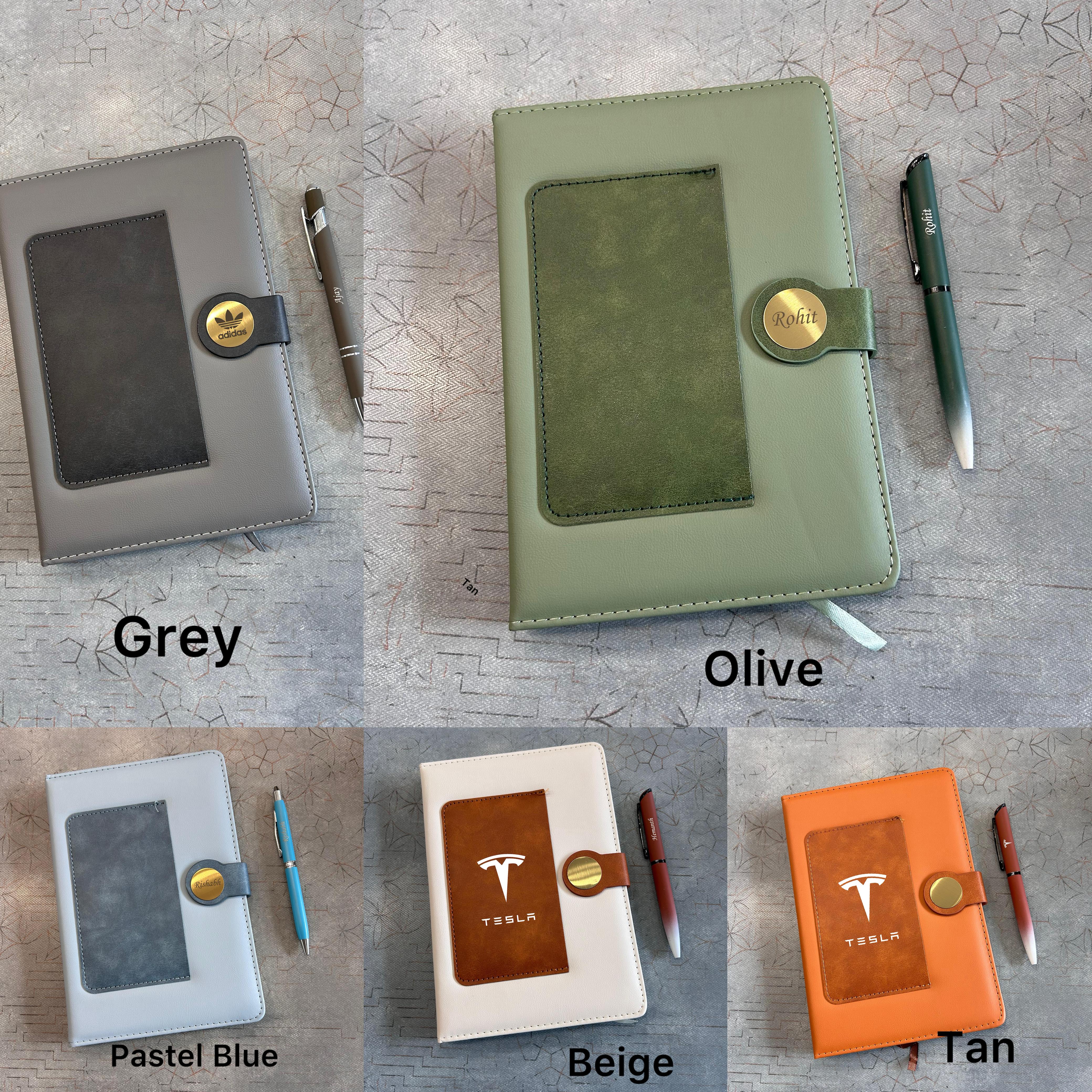 Personalised Premium Travel Leather Diary & Pen Set