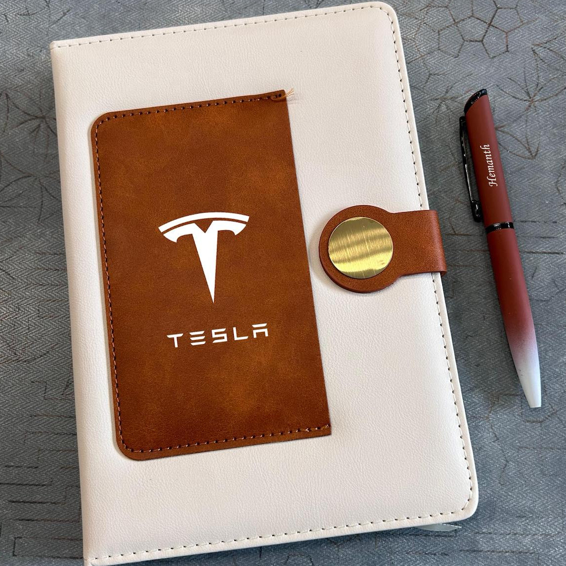 Personalised Premium Travel Leather Diary & Pen Set