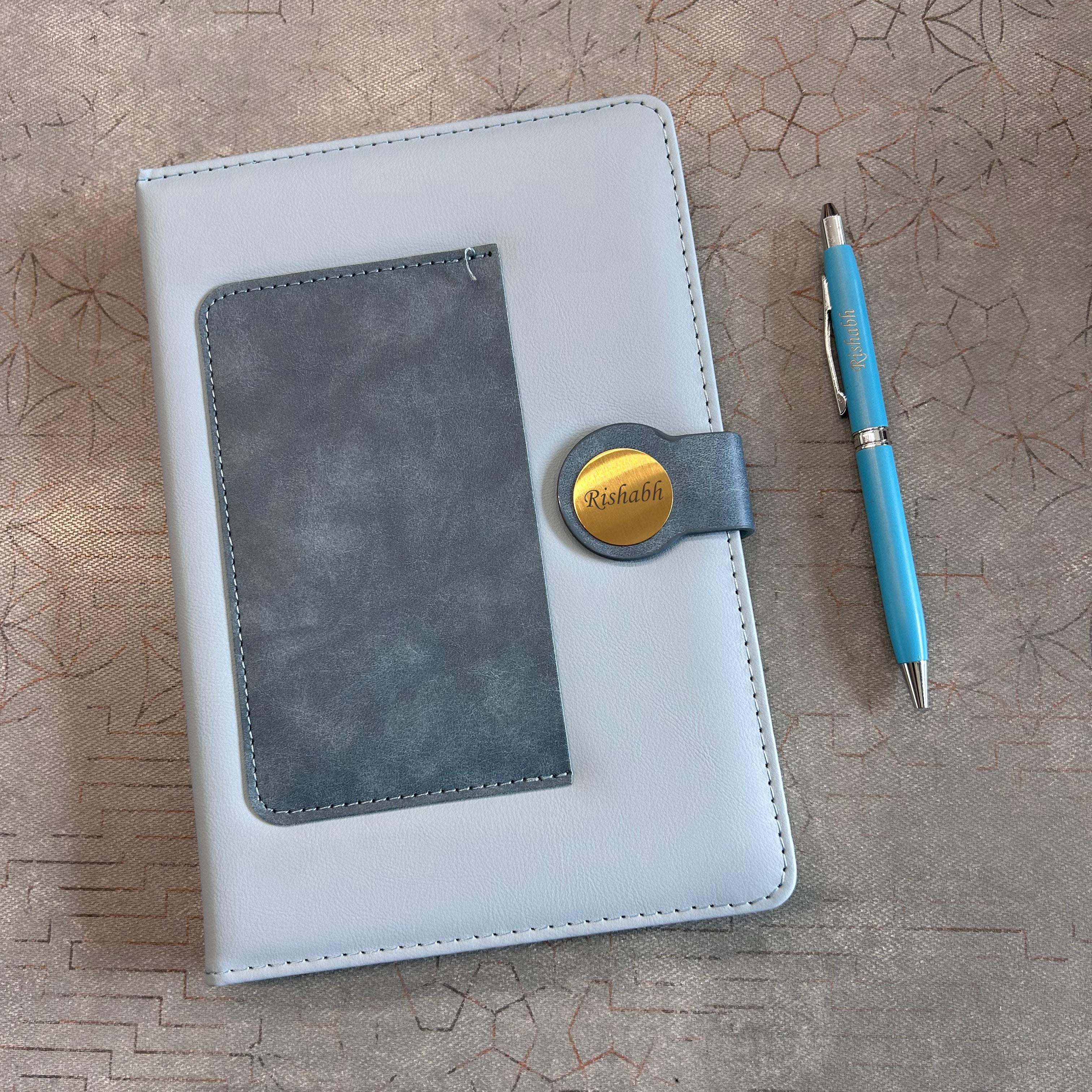 Personalised Premium Travel Leather Diary & Pen Set