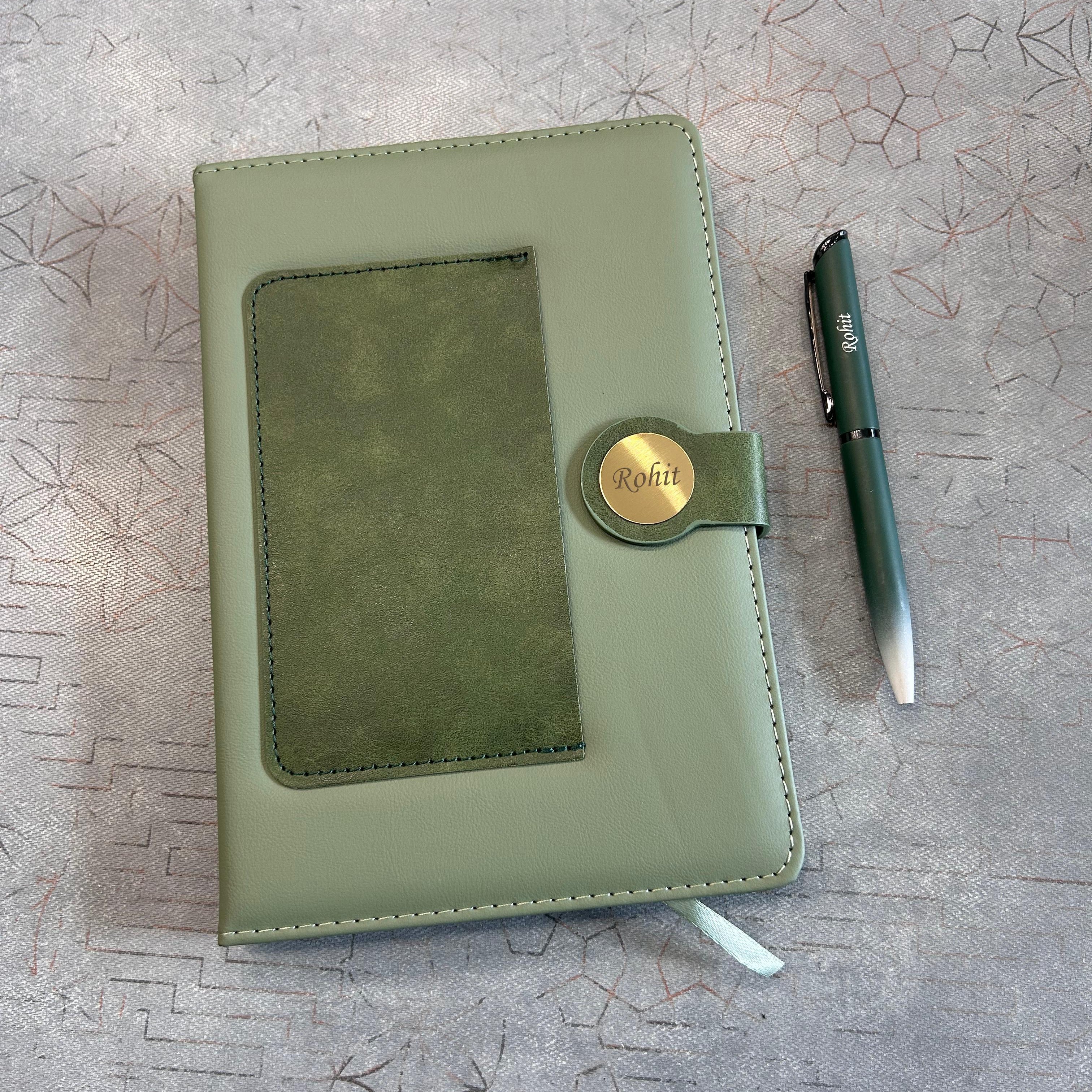 Personalised Premium Travel Leather Diary & Pen Set