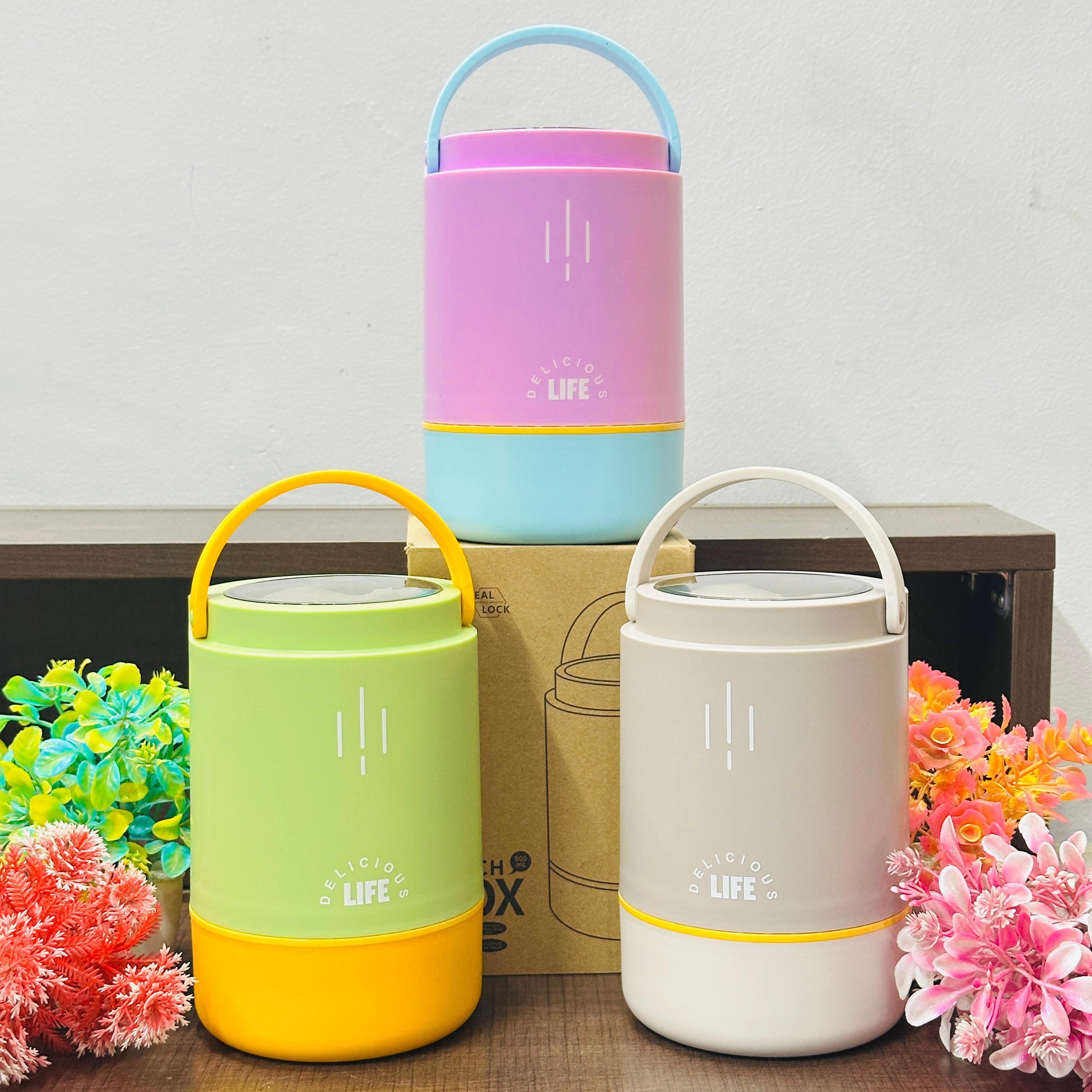 Personalised 3 Tier Vacuum Insulated Hot & Cold Jumbo Lunch Box with Foldable Spoon - 900 ML