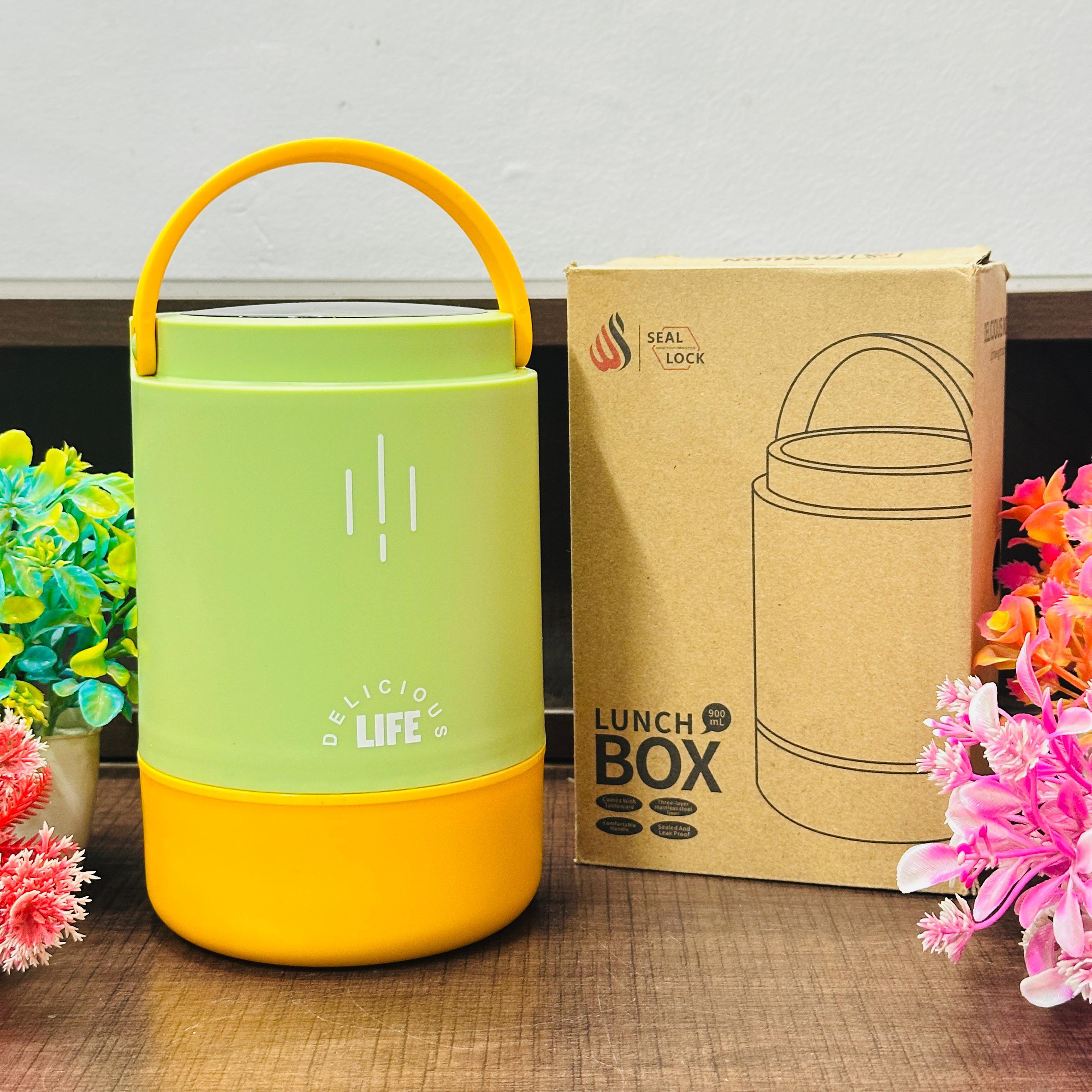 Personalised 3 Tier Vacuum Insulated Hot & Cold Jumbo Lunch Box with Foldable Spoon - 900 ML