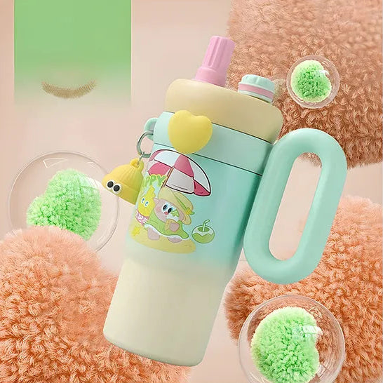 Personalised Kids Rainbow Sip Tumbler with Double Wall Vacuum Hot & Cold - Leakproof - 900 ML - The Gifting Era