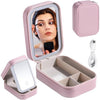 Personalised Monogram Jewellery & Makeup Organiser Vanity Box with Rechargeable Touch Sensor Led Mirror - 3 Light Mode - The Gifting Era