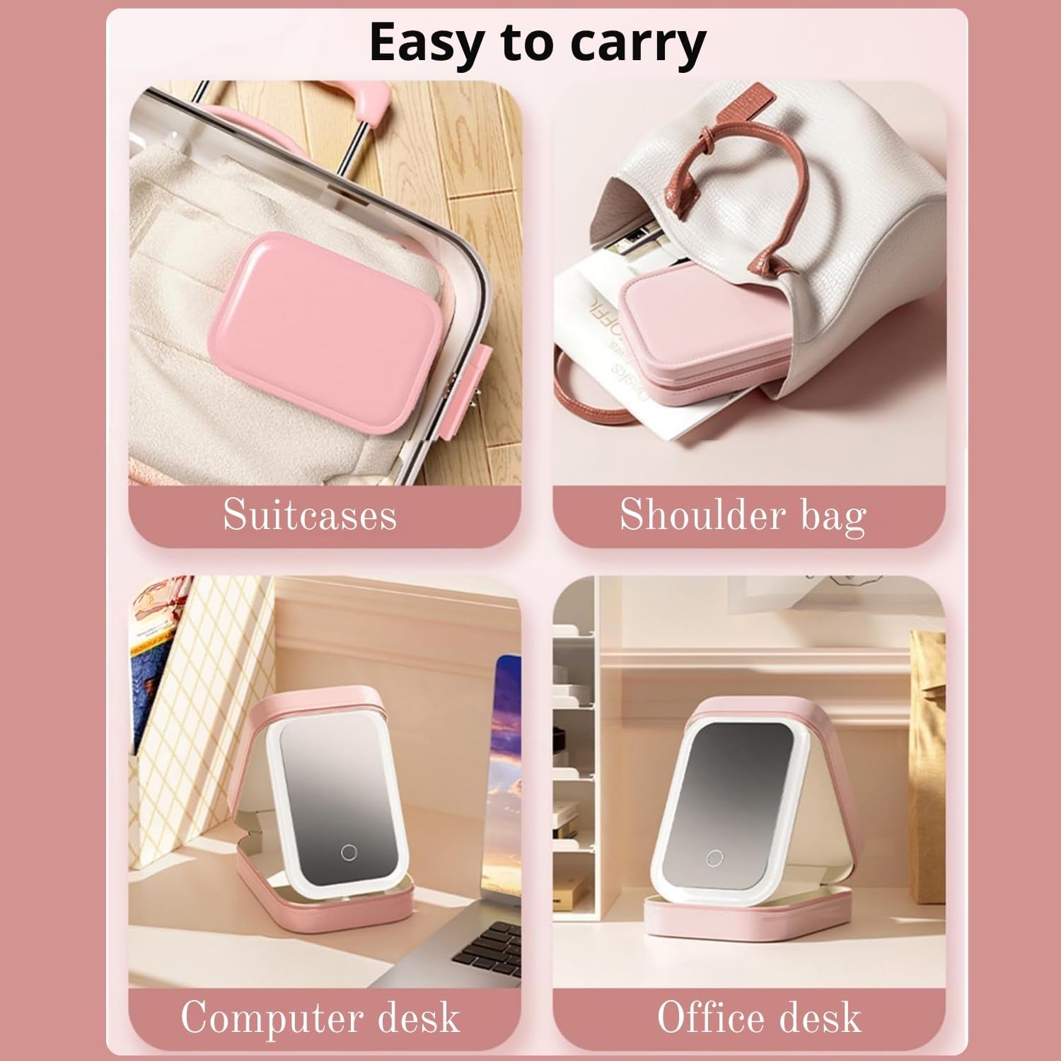 Personalised Monogram Jewellery & Makeup Organiser Vanity Box with Rechargeable Touch Sensor Led Mirror - 3 Light Mode - The Gifting Era