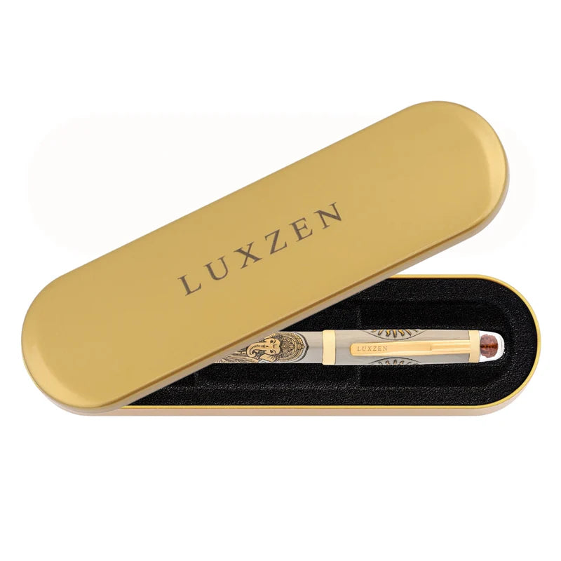 Divine Energy Sacred God Engraved Metal Roller Pen with Rudraksh Bead Embed - Set of 6 Premium Pens - The Gifting Era