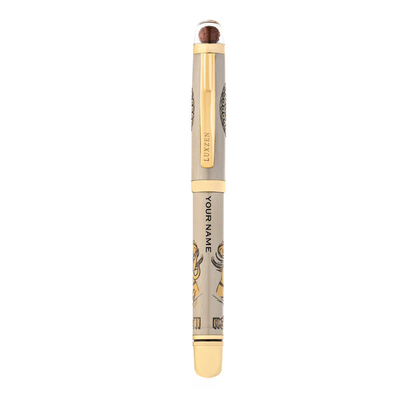 Personalised Sacred Lord Shankar Mahadev Metal Roller Pen with Rudraksh Bead Embed - The Gifting Era