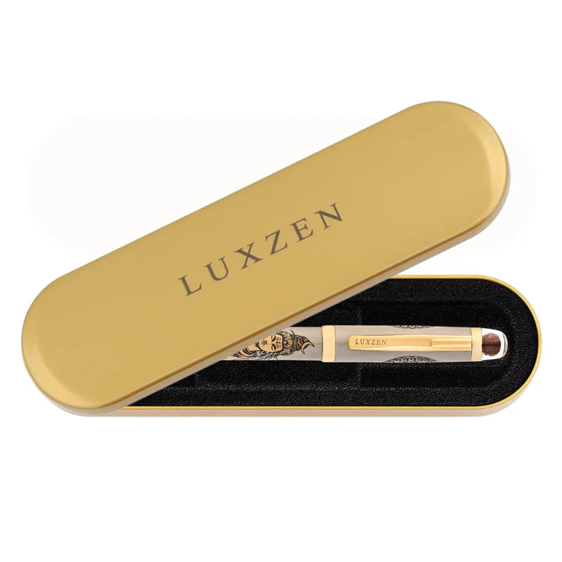 Divine Energy Sacred God Engraved Metal Roller Pen with Rudraksh Bead Embed - Set of 6 Premium Pens - The Gifting Era