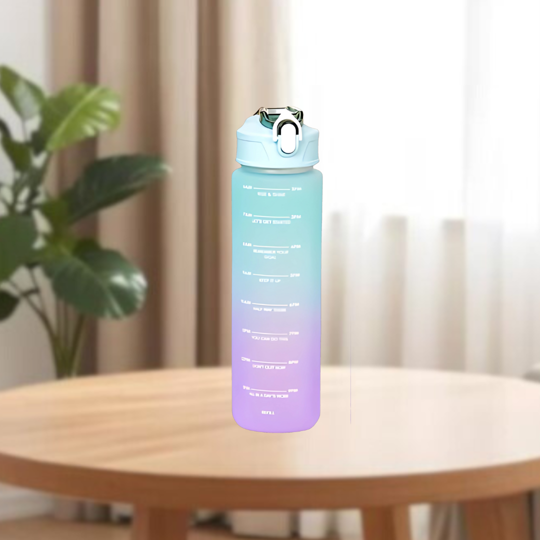 Motivational Sport & Gym Water Bottle - Set of 3 - Green & Lavender - 7 - The Gifting Era