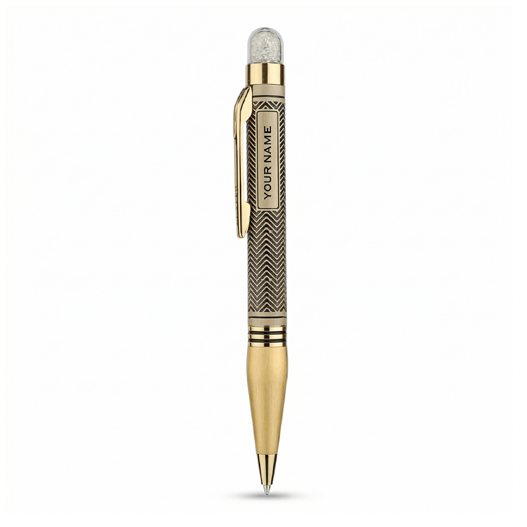 Personalised Zodiac Engraved Premium Metal Ball Pen with Crystal Top