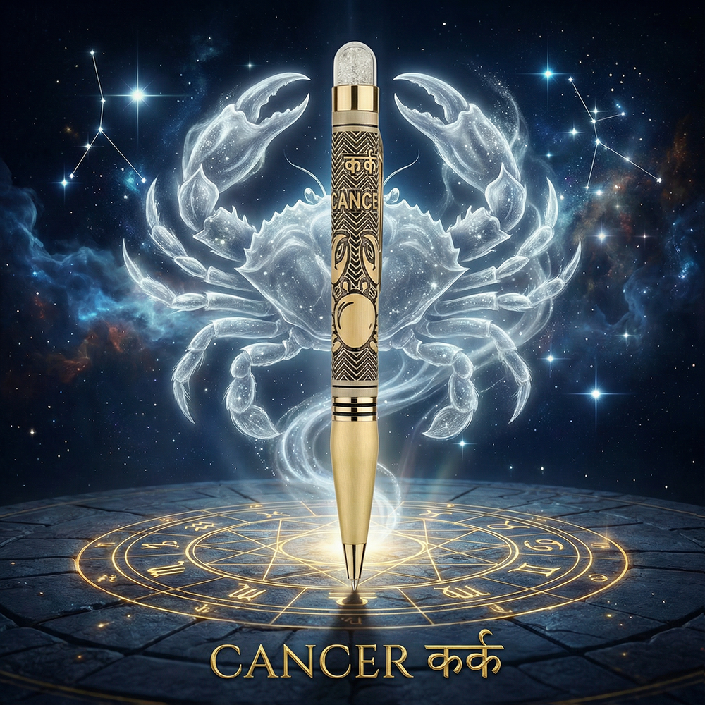 Personalised Cancer Zodiac Engraved Premium Metal Twist Ball Pen with Crystal Top
