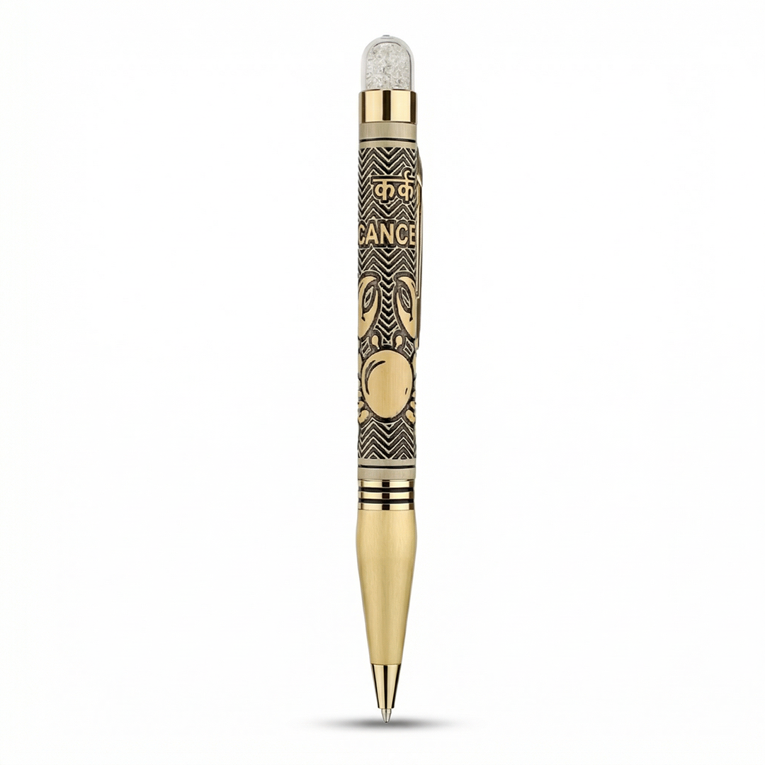 Personalised Cancer Zodiac Engraved Premium Metal Twist Ball Pen with Crystal Top