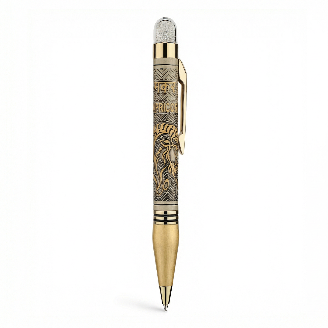 Personalised Capricorn Zodiac Engraved Premium Metal Twist Ball Pen with Crystal Top 