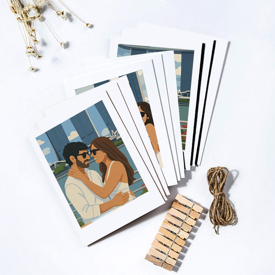 Personalised Ghibli Polaroid Photo with Hanging Clips (Set of 10) -The Gifting Era