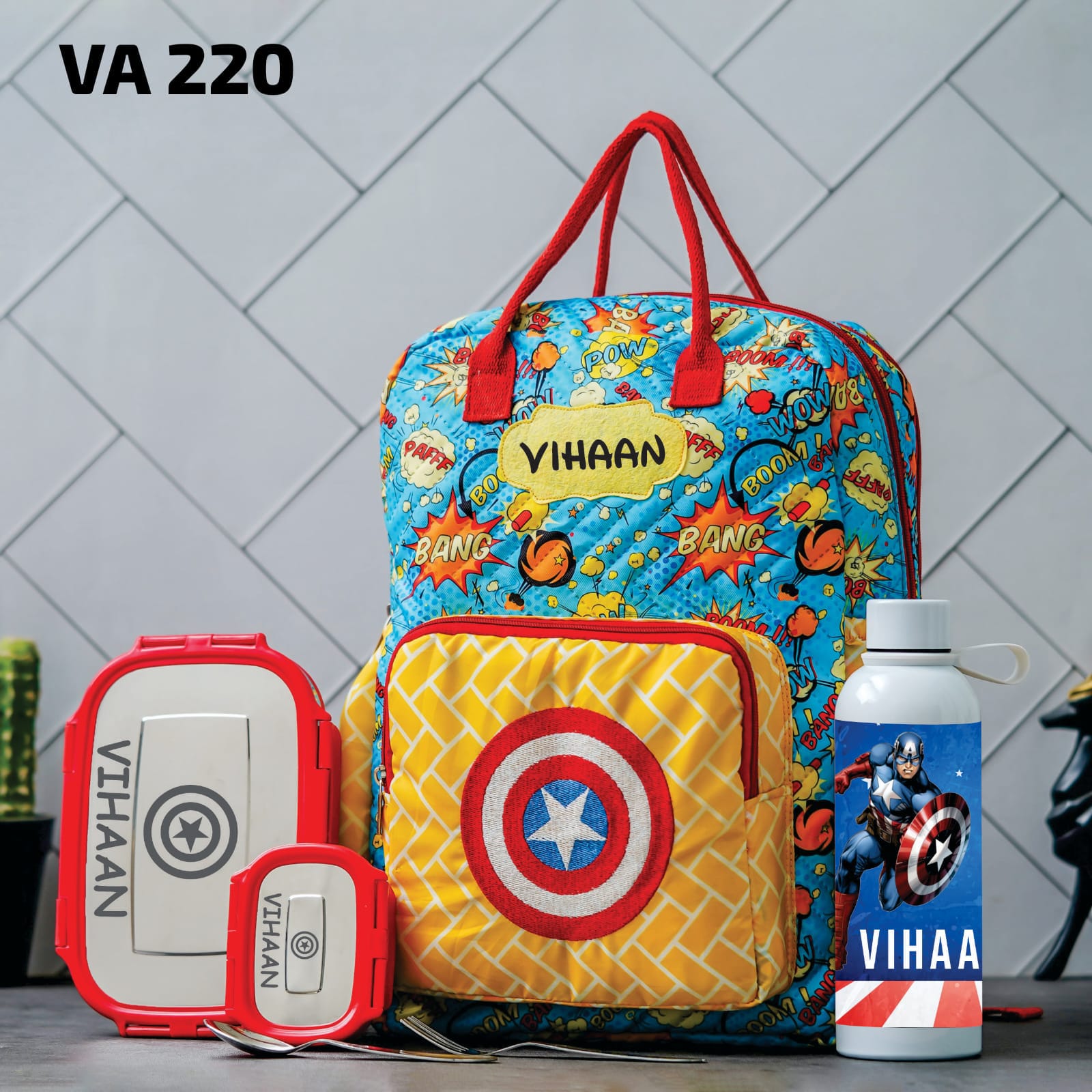 Personalised Kids Back 2 School Combo Pack of 3 (VA216-VA228) - The Gifting Era 