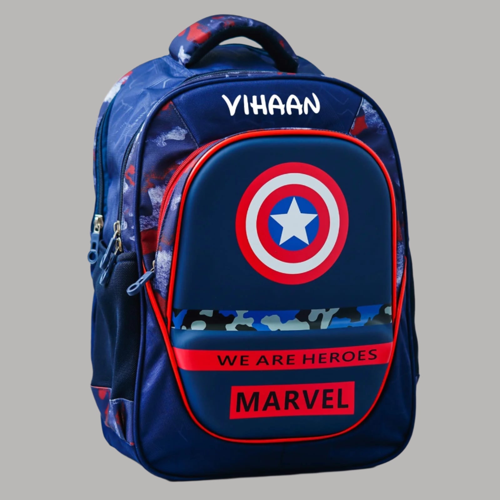 Personalised Kids Captain America Theme Premium School Bag Hamper (VA250)  - The Gifting Era