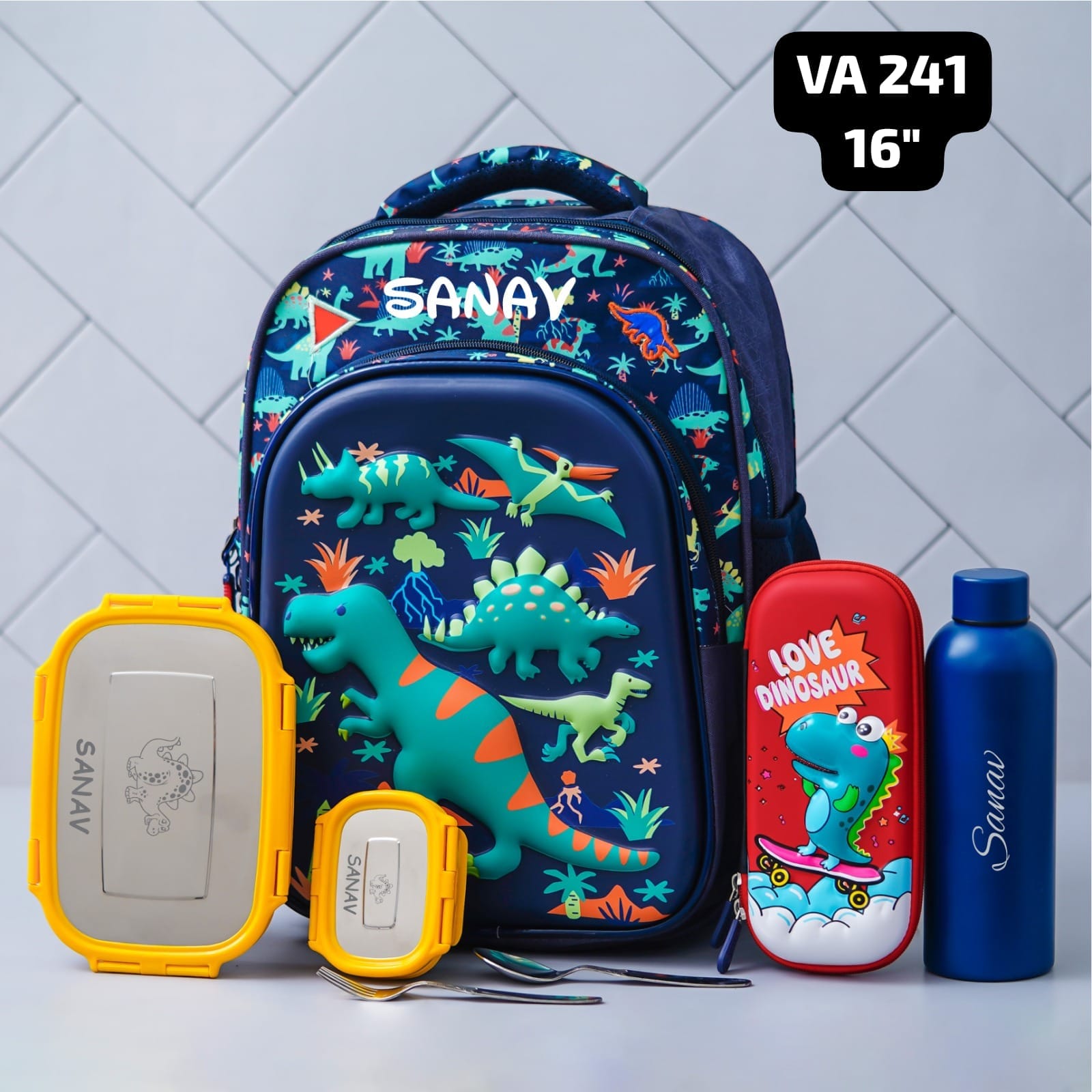 Personalised Kids Dinosaur Theme Premium School Bag Hamper (VA239 - VA241) - The Gifting Era