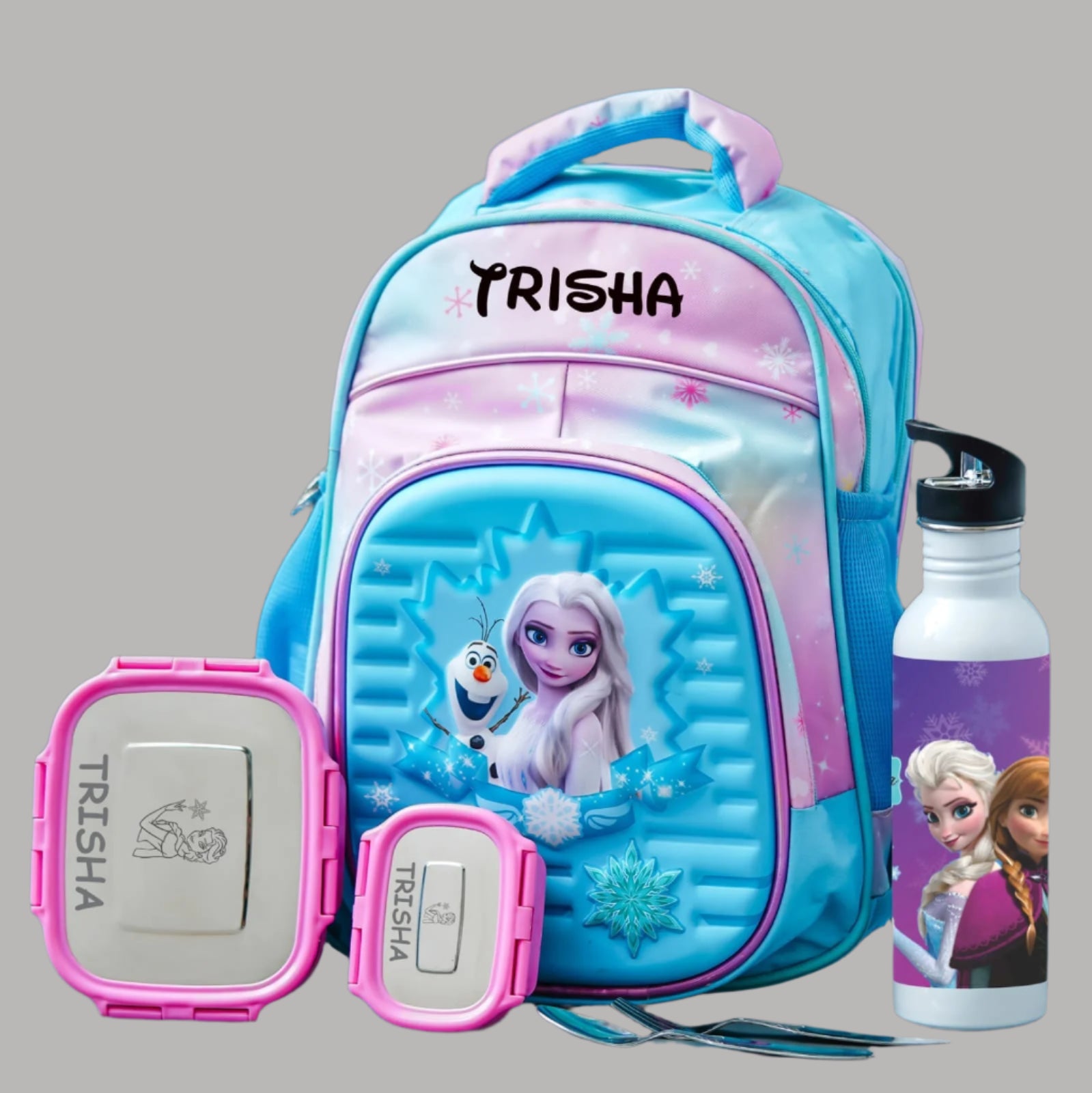 Personalised Kids Frozen Theme Premium School Bag Hamper (VA248) - The Gifting Era