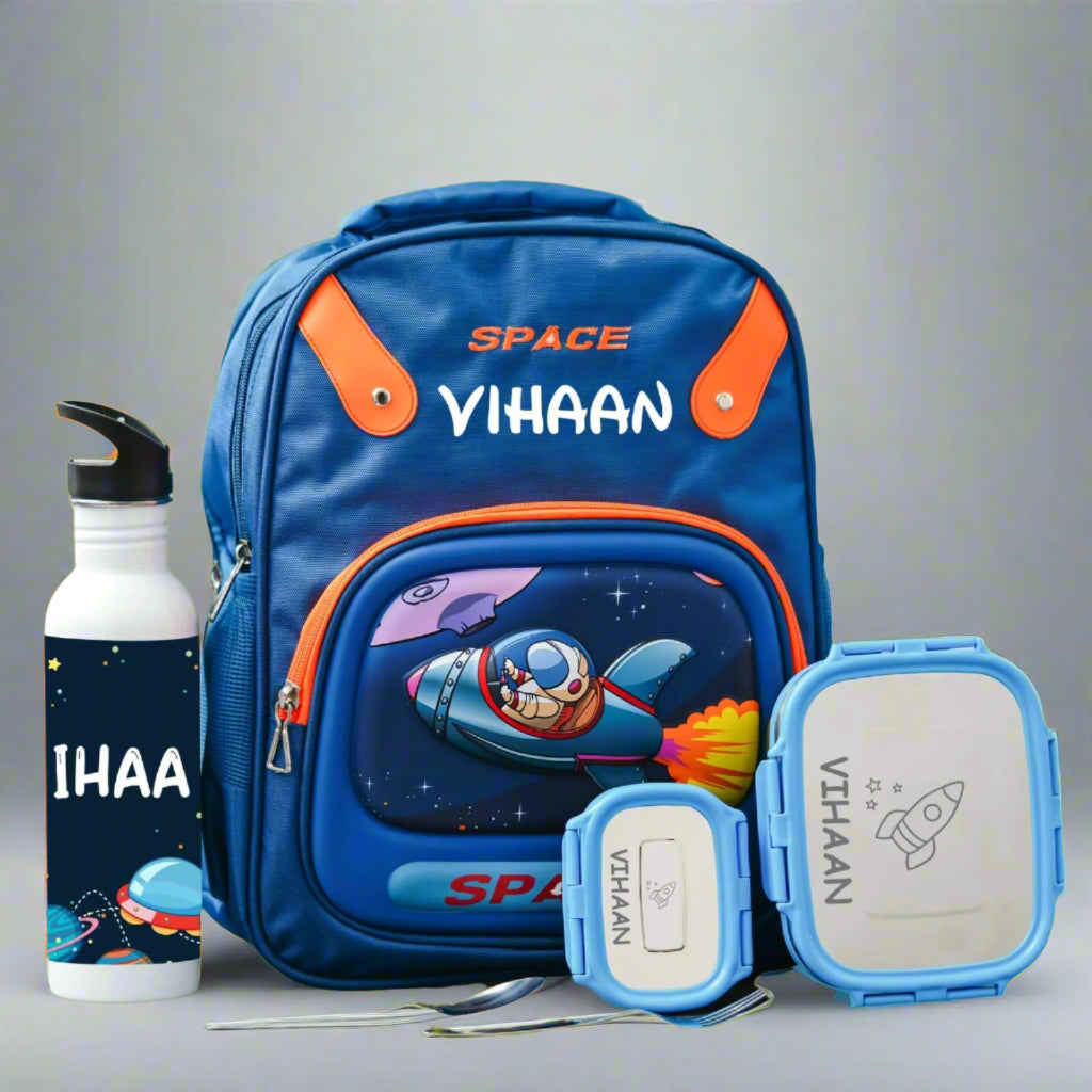 Personalised Kids Space Theme Premium School Bag Hamper (VA229) - The Gifting Era