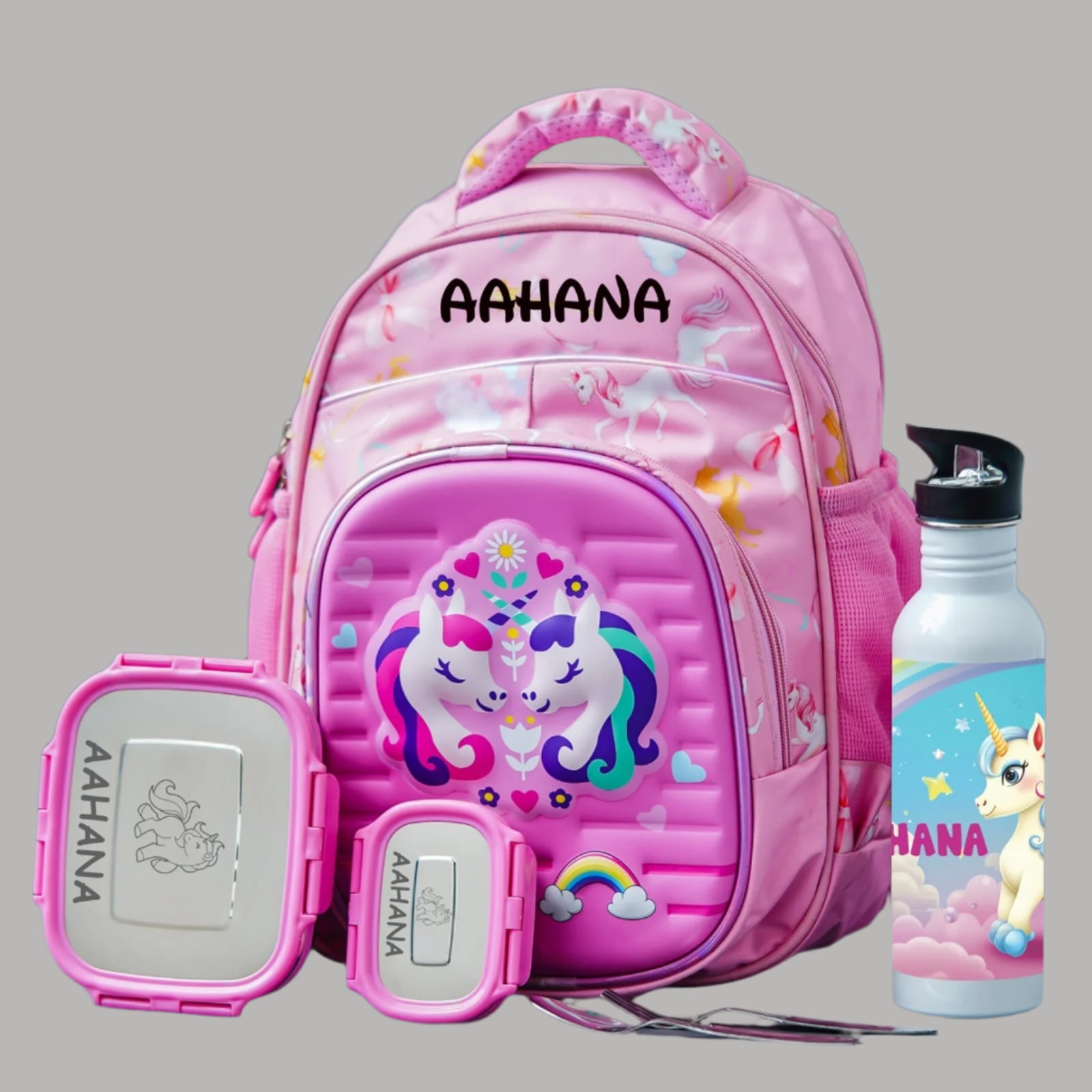 Personalised Kids Unicorn Theme Premium School Bag Hamper (VA249) - The Gifting Era