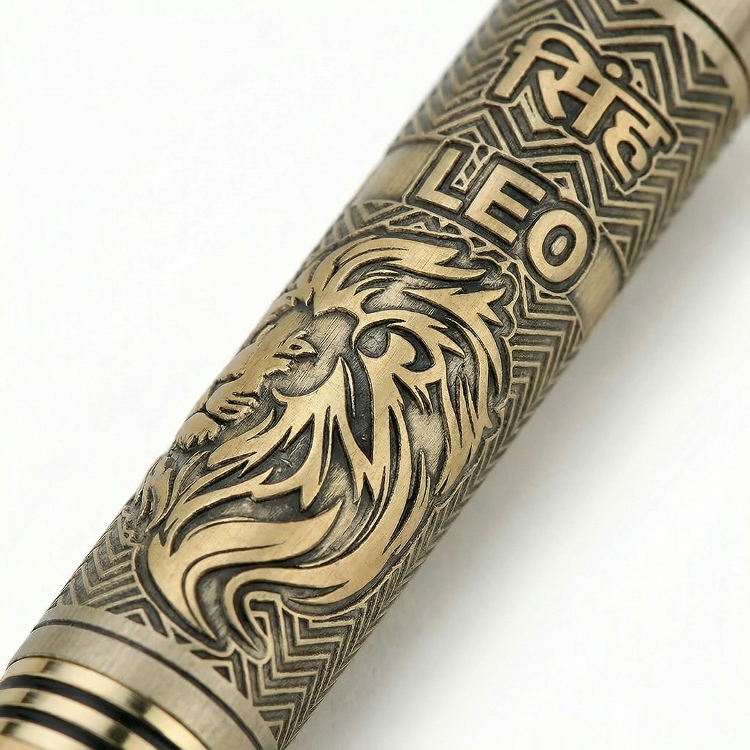 Personalised Leo Zodiac Engraved Premium Metal Twist Ball Pen with Crystal Top 